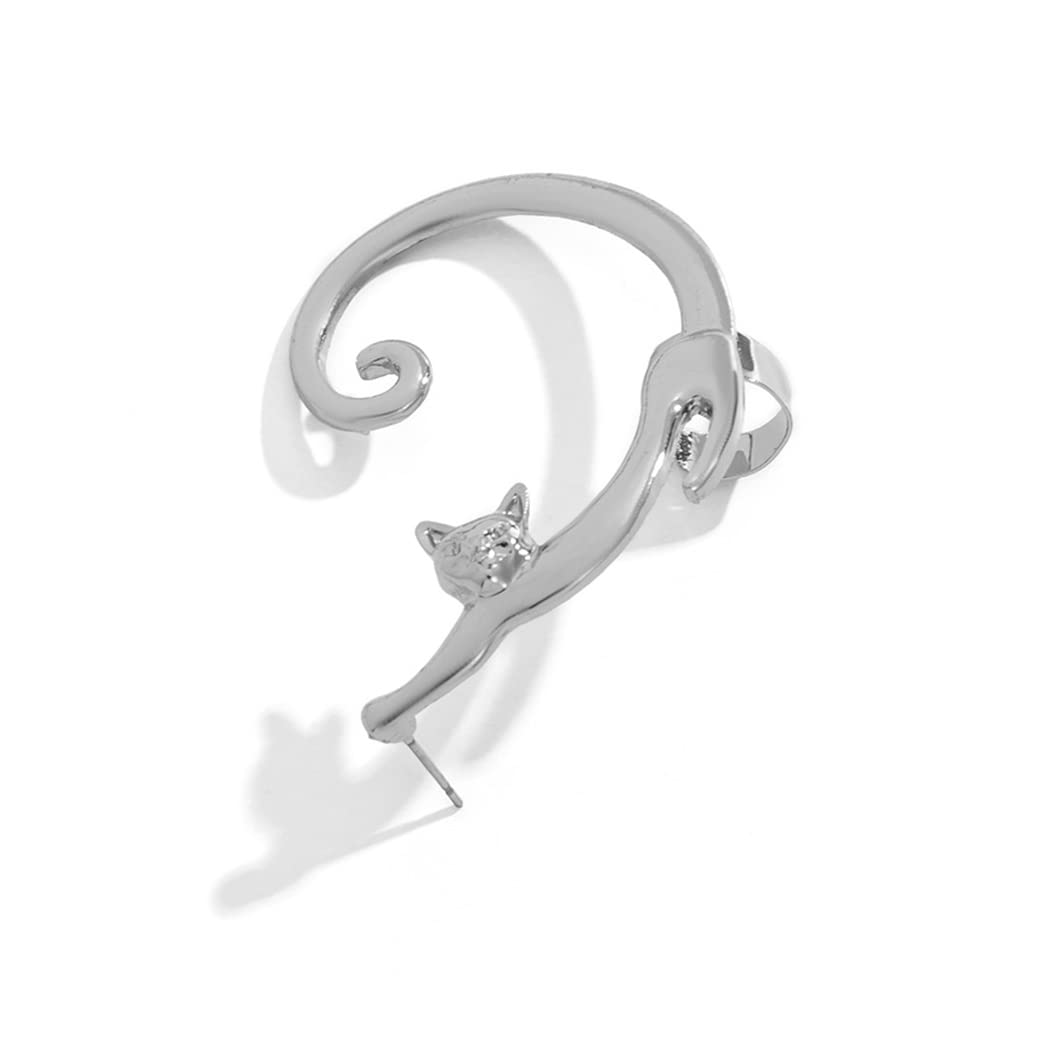 Cute Cat Ear Cuff Pierced Fake Cartilage Ear Wrap Earrings - Vintage Jewelry for Women & Girls (1 Piece) - Perfect for Parties, Cosplay & Everyday Fashion Accessories