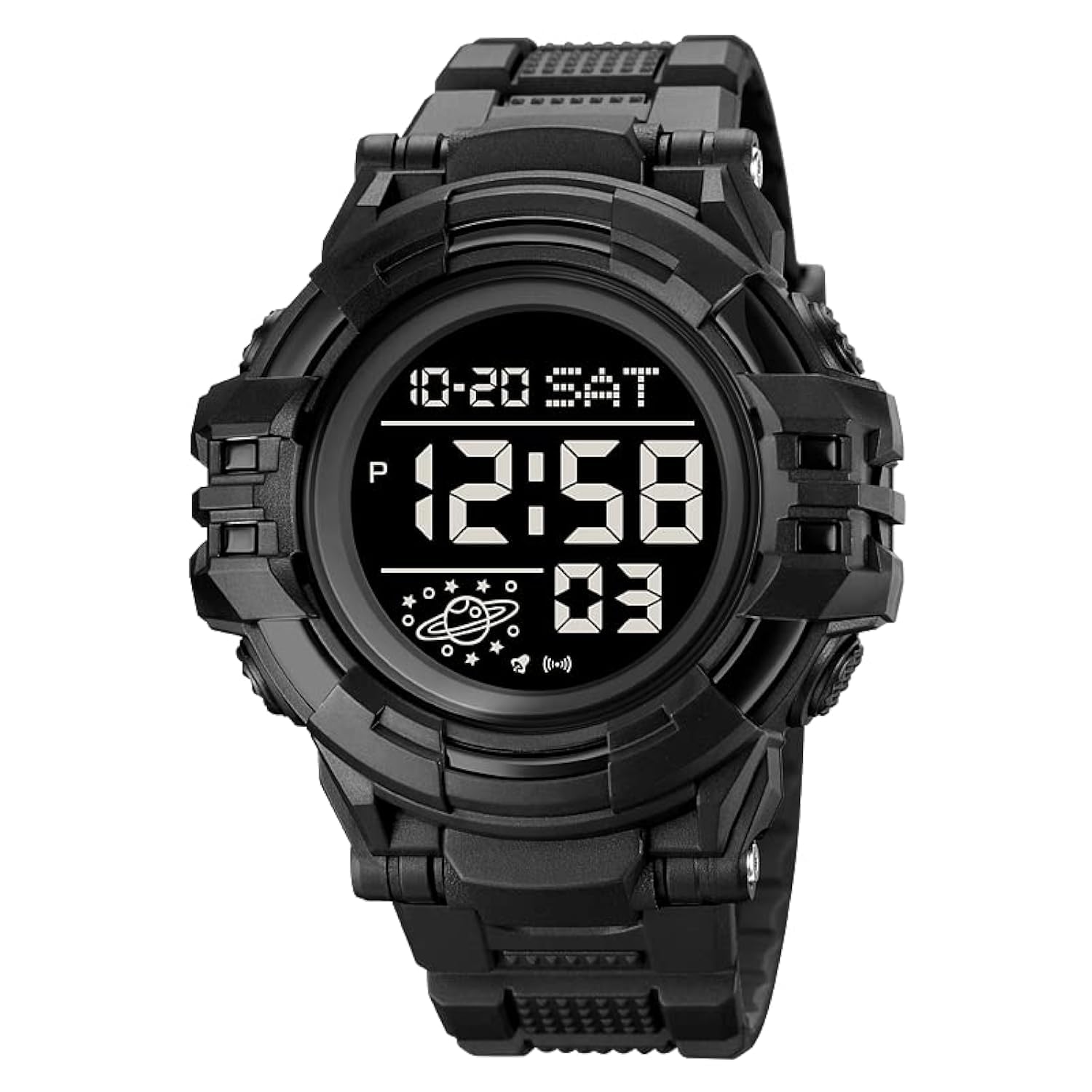 Gosasa Men's Sports Digital Watch - Waterproof LED Stopwatch with Countdown, 12/24 Hour Display & Multifunction for Running, Gym, Outdoor Activities