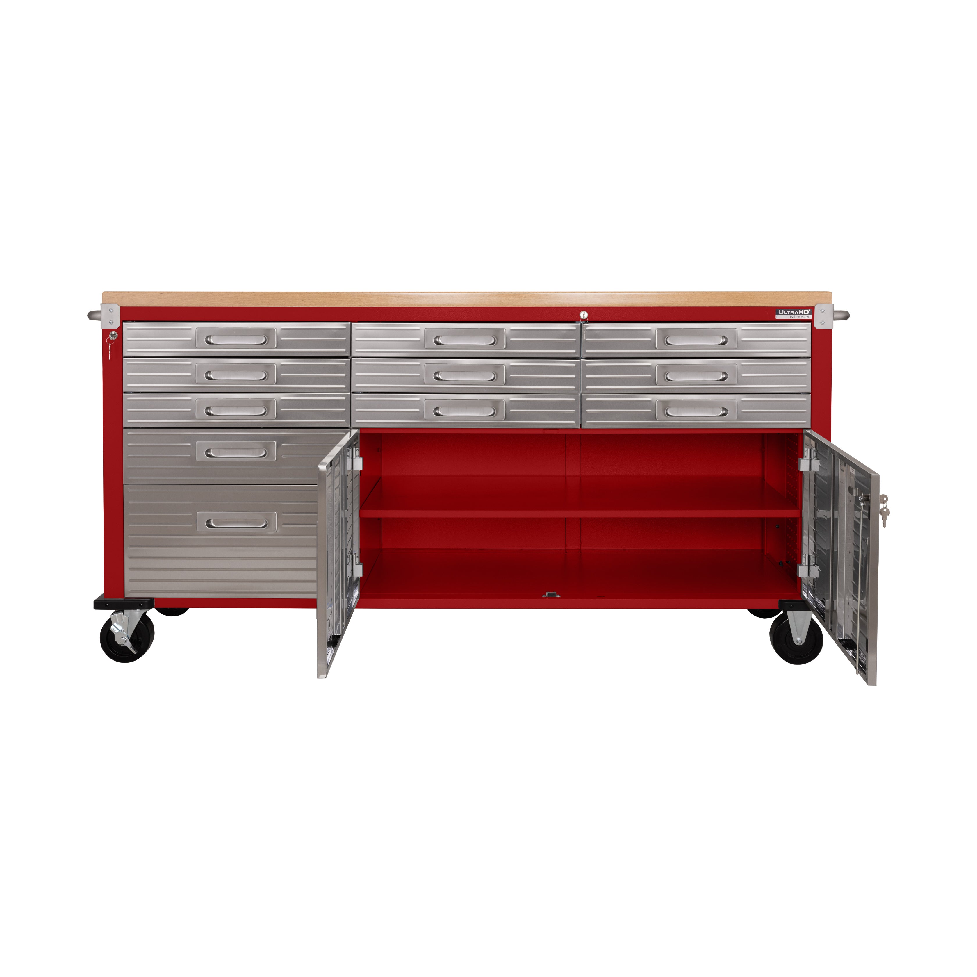 UltraHD® 8-Piece Heavy Duty Storage Cabinet System with Rolling Workbench - Garage Organization & Workshop Storage Solution for Tools and Equipment