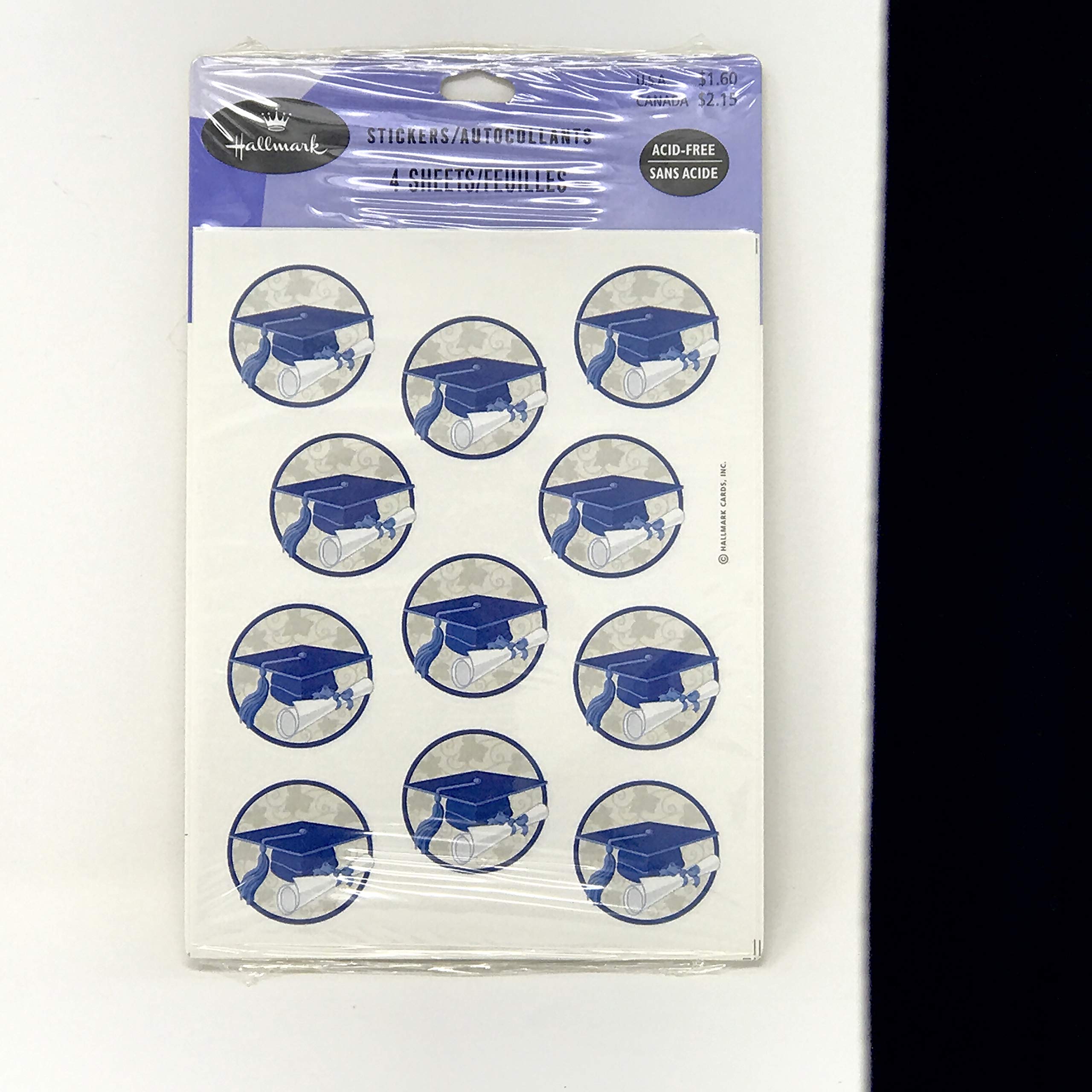 Hallmark Graduation Stickers - 4 Sheets with Graduation Cap Designs - Perfect for Scrapbooks, Cards, and Party Decorations
