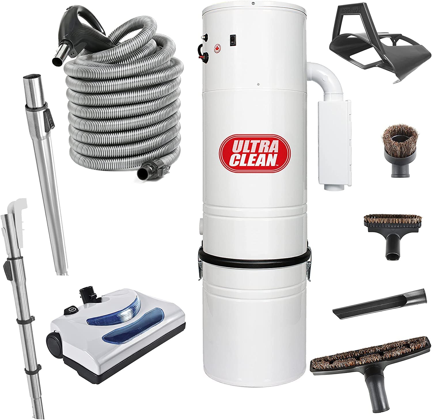 Central Vacuum Ultra Clean Power Unit - 7,500 sq. ft Coverage with Electric Hose & Powerhead Attachments - Perfect for Large Homes & Commercial Cleaning
