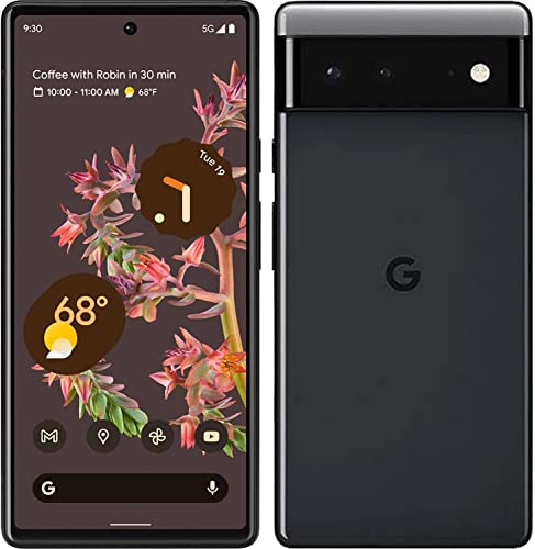 Google Pixel 6 Unlocked 5G Smartphone - 128GB Stormy Black with Dual Camera for Photography & Travel