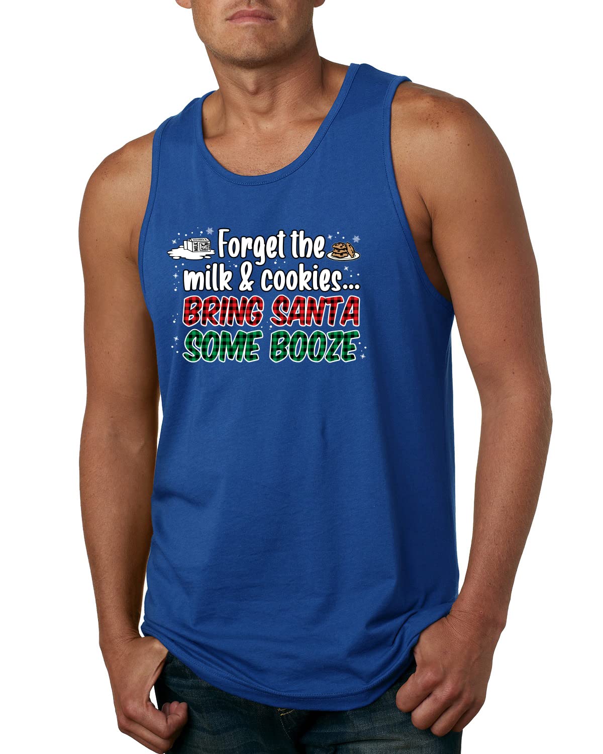 Wild Bobby Santa Booze Christmas Graphic Tank Top for Men - Funny Holiday Party Outfit & Ugly Sweater Alternative