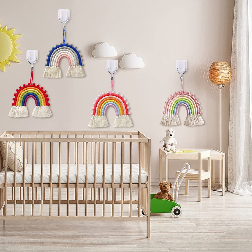 Boho Rainbow Macrame Wall Hanging - Handmade Bohemian Nursery Decor for Baby Room, Baby Shower, Kids Bedroom - Perfect for Gender Neutral Nursery, Wall Art & Boho Home Decor