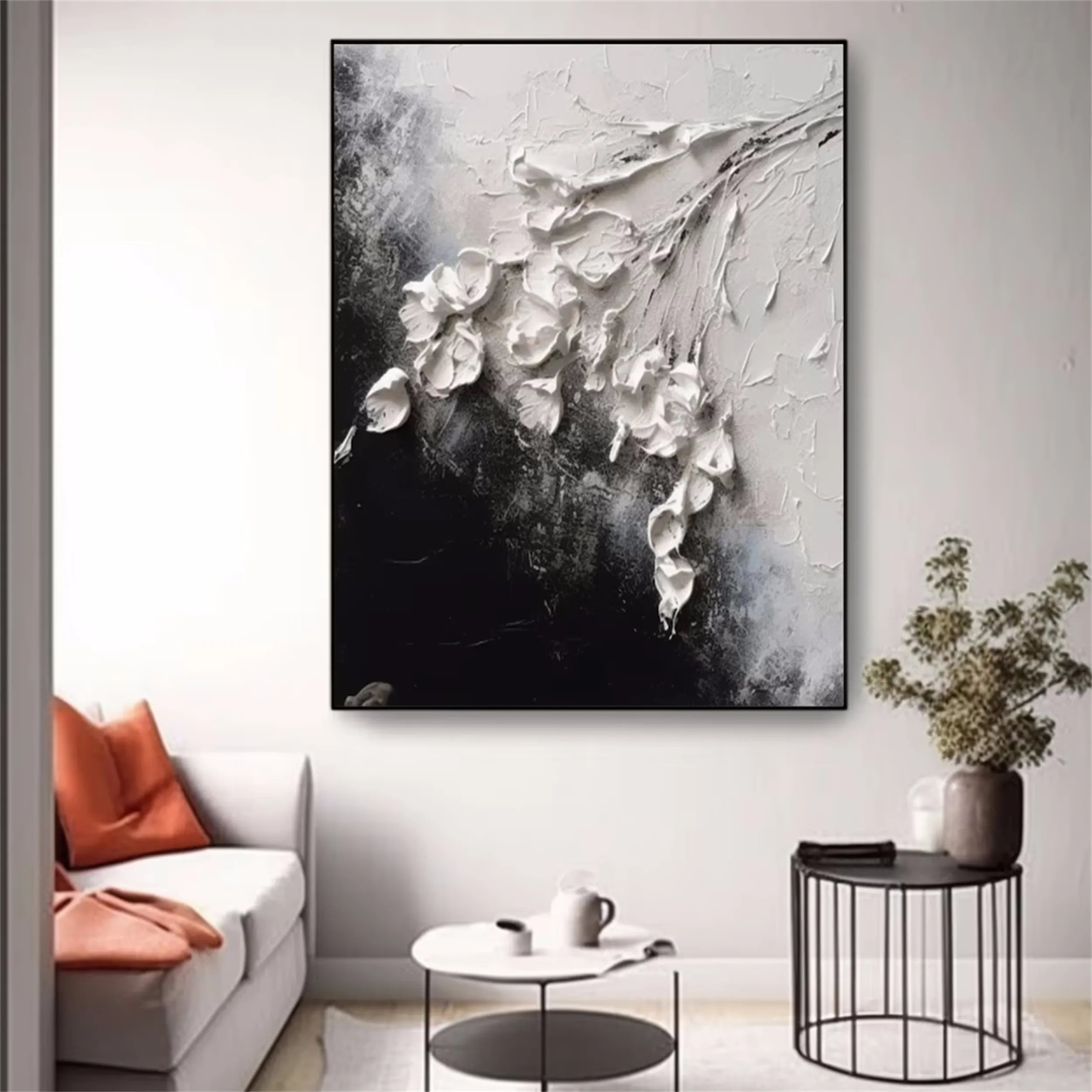 Beautiful Flower and Tree Painting #FT044 - Handmade Canvas Art for Home Decor, Office, Living Room & Bedroom Wall