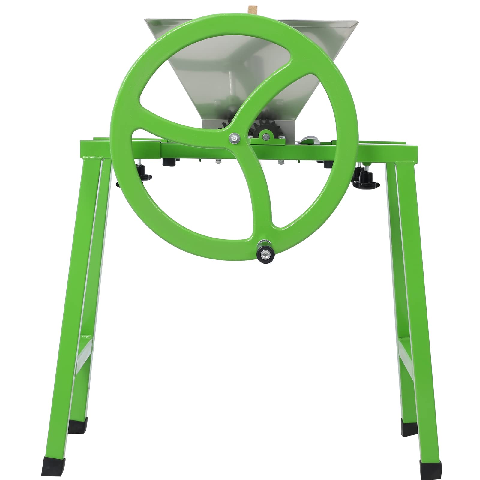 Stainless Steel Manual Fruit Crusher with Flywheel & Stand - 7L Portable Apple Grinder for Wine & Cider Pressing | Green Juicer for Home Brewing, Farm Harvest & Kitchen Use