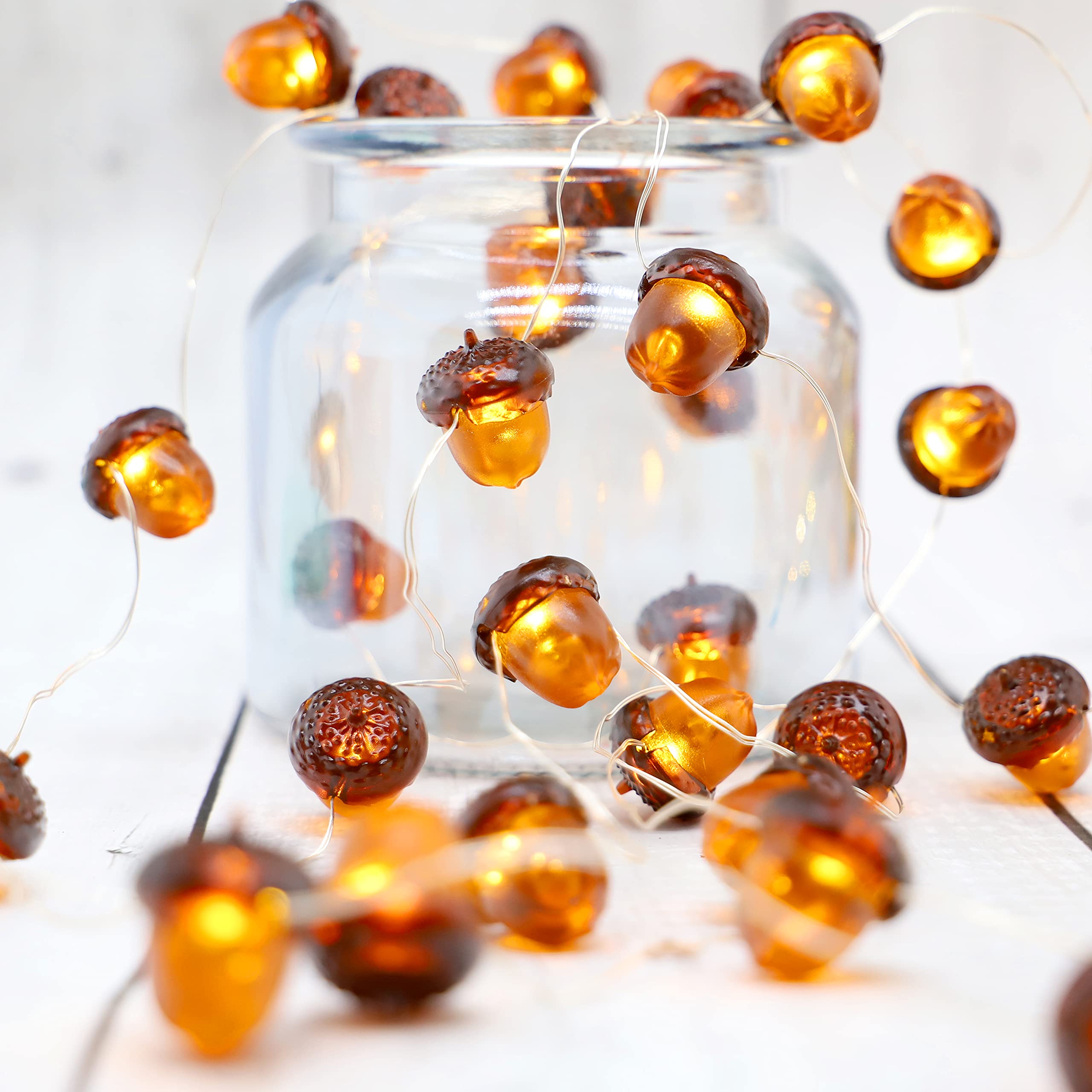 Fall Fairy Lights - Battery Operated String Lights for Thanksgiving & Indoor Decor (Acorn) - Perfect for Home & Party