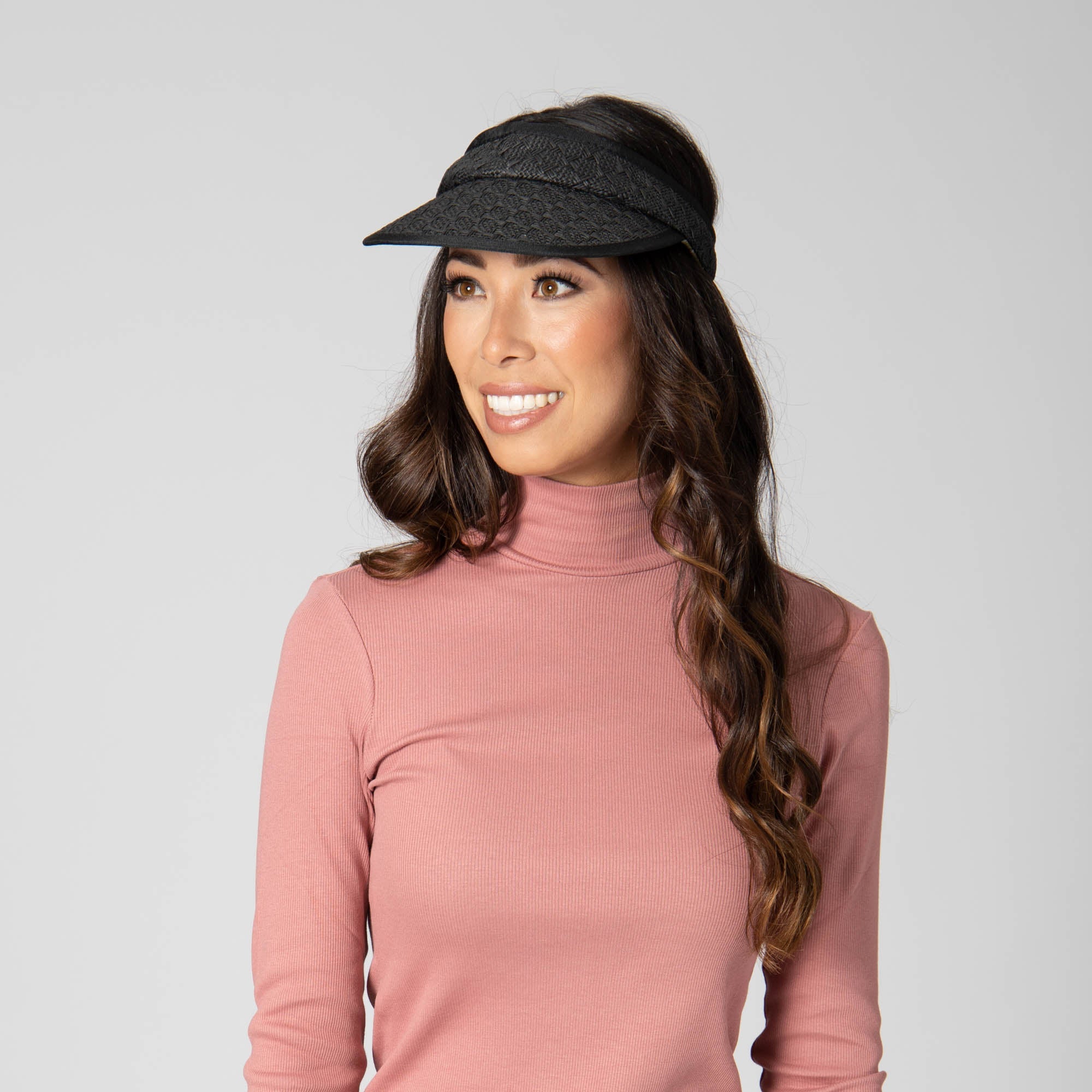 Women's Paperbraid Sun Visor with Floral Sweatband - UV Protection Summer Hat for Outdoor Activities, Beach, Golf & Gardening (CTV042)