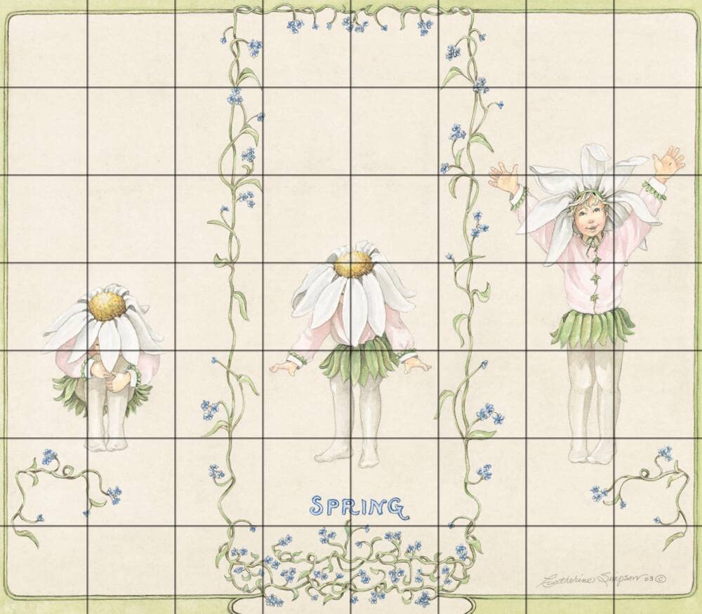 Tile Mural Kitchen Backsplash - Early Spring Design by Catherine Simpson | Peel & Stick Wall Decor for Modern Farmhouse, Apartment, RV Remodeling