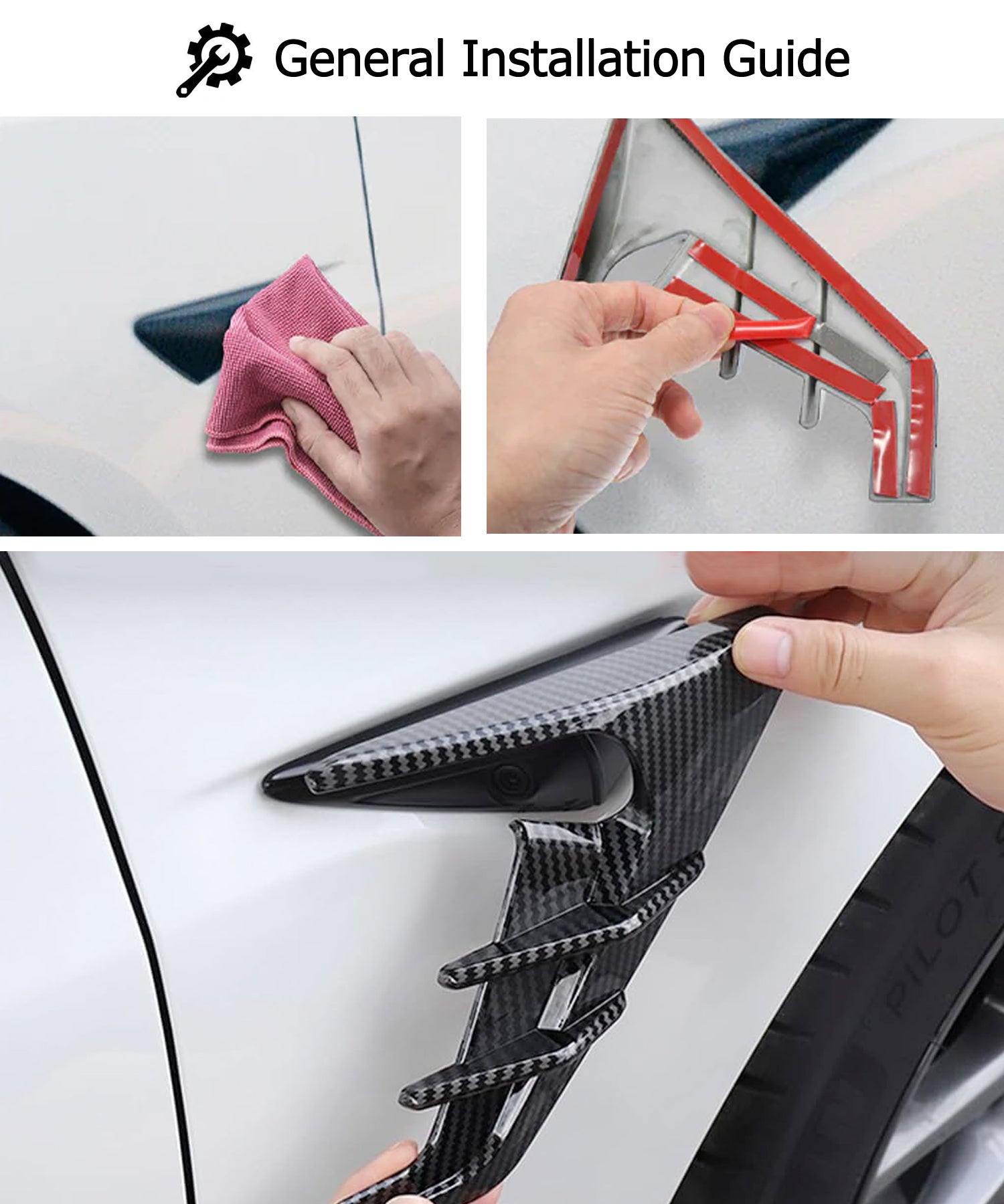 Gloss Black Carbon Fiber Shark Gill Side Marker Decals for Tesla Model 3 & Model Y - Premium Exterior Styling Upgrade for Sporty Look (2017-2023 Models) | Perfect for Car Enthusiasts & Customization Projects