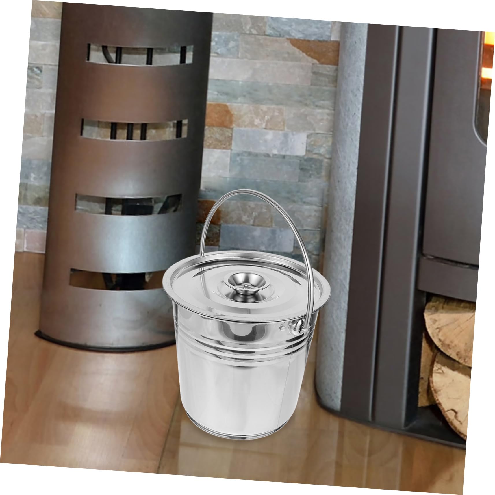 Stainless Steel Outdoor Fireplace Coal Bucket & Garden Incinerator - Large Capacity Metal Storage Container for Indoor/Outdoor Use - Perfect for BBQ, Camping, and Fireplace Ash Storage