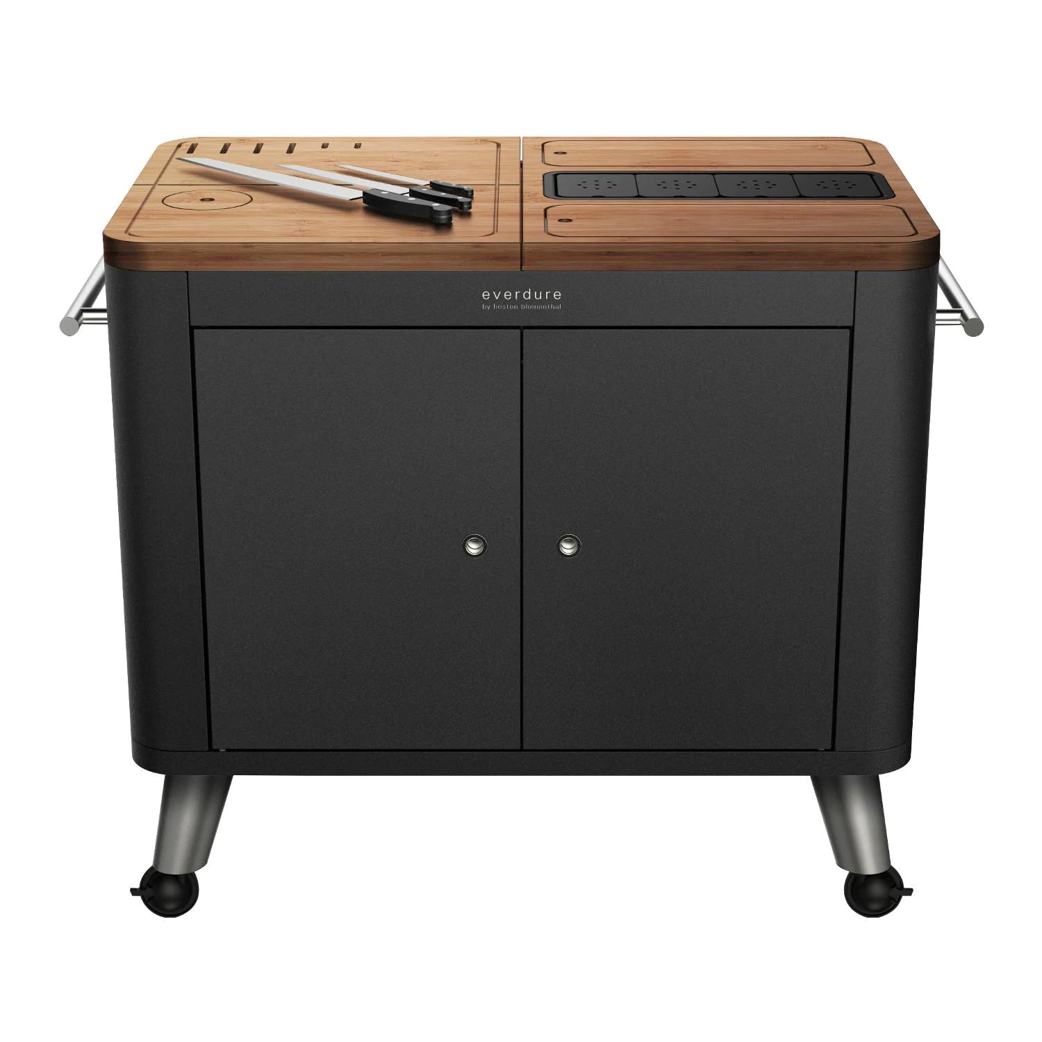 Everdure by Heston Blumenthal 40-Inch Mobile Prep Kitchen - Indoor/Outdoor Stainless Steel Cooking Station with Wheels | Perfect for Backyard BBQs, Outdoor Catering & Home Kitchen Prep
