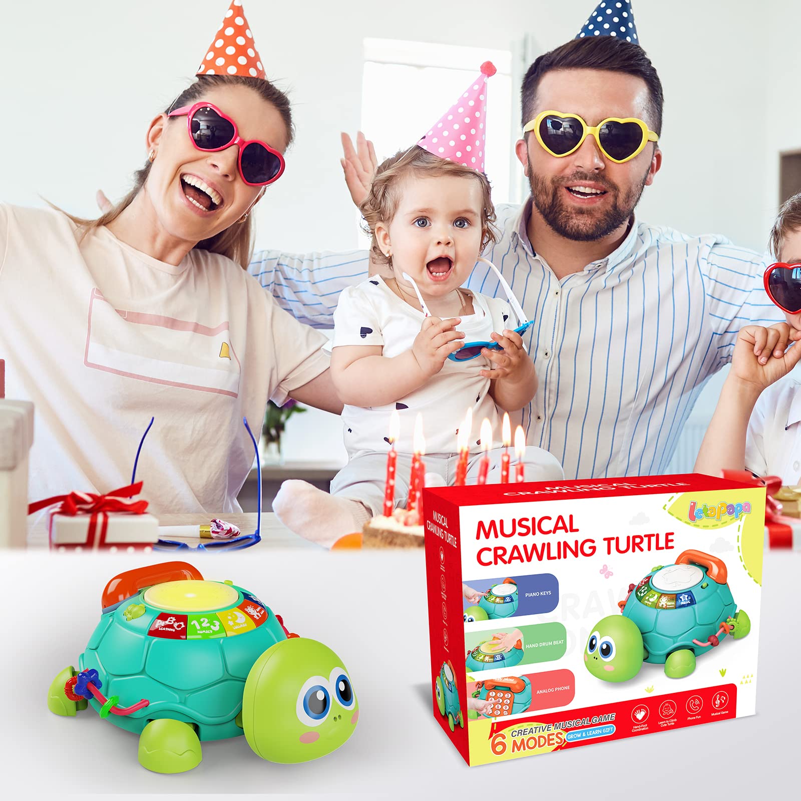 Musical Turtle Baby Toy with Lights & Sounds - Early Learning Crawling Toy for 6-18 Months | Perfect for Tummy Time & Birthday Gifts