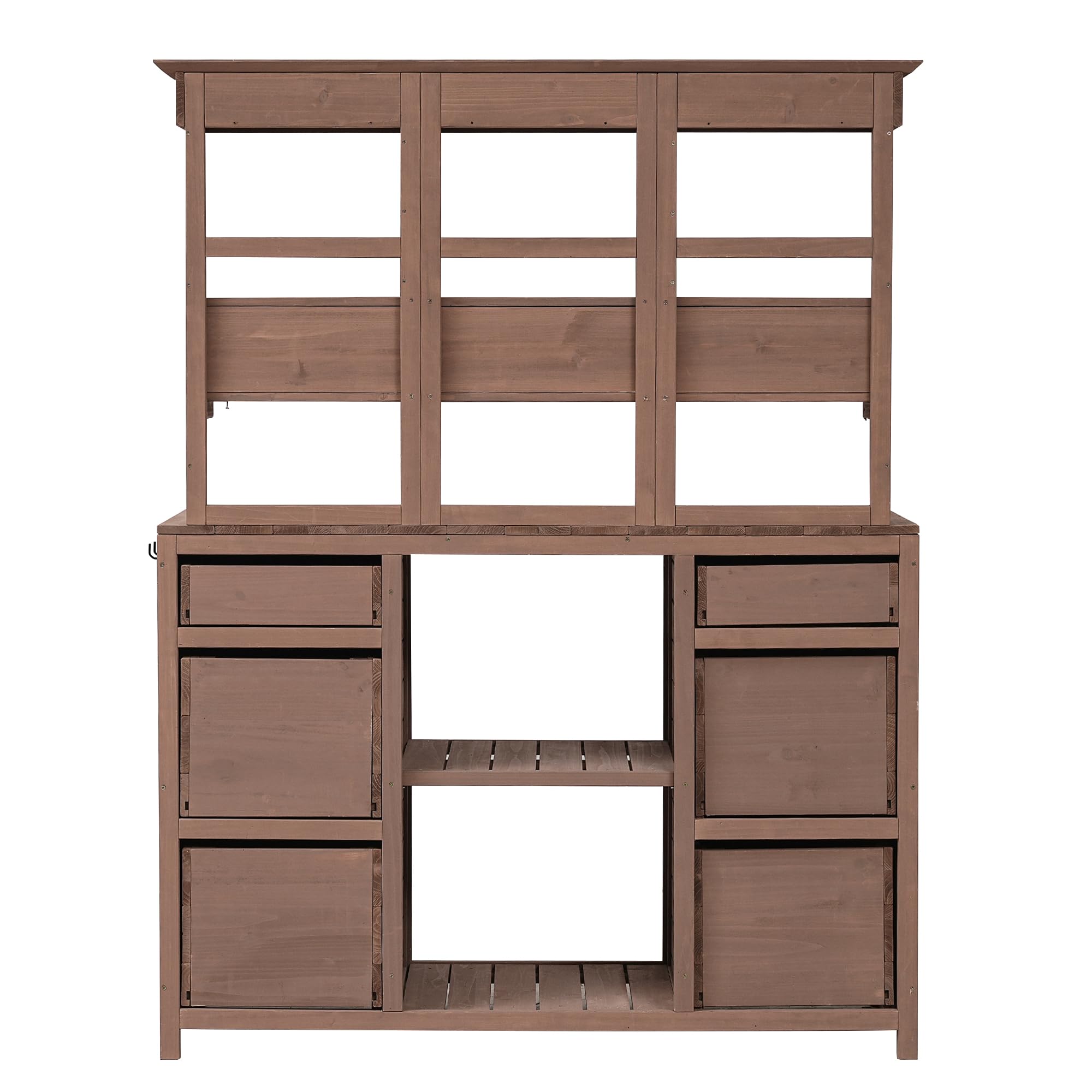 P PURLOVE Rustic Wood Potting Bench with Storage Drawers & Shelves - Outdoor Garden Work Table for Planting, Organizing Tools - Perfect for Backyard, Patio & Greenhouse Use