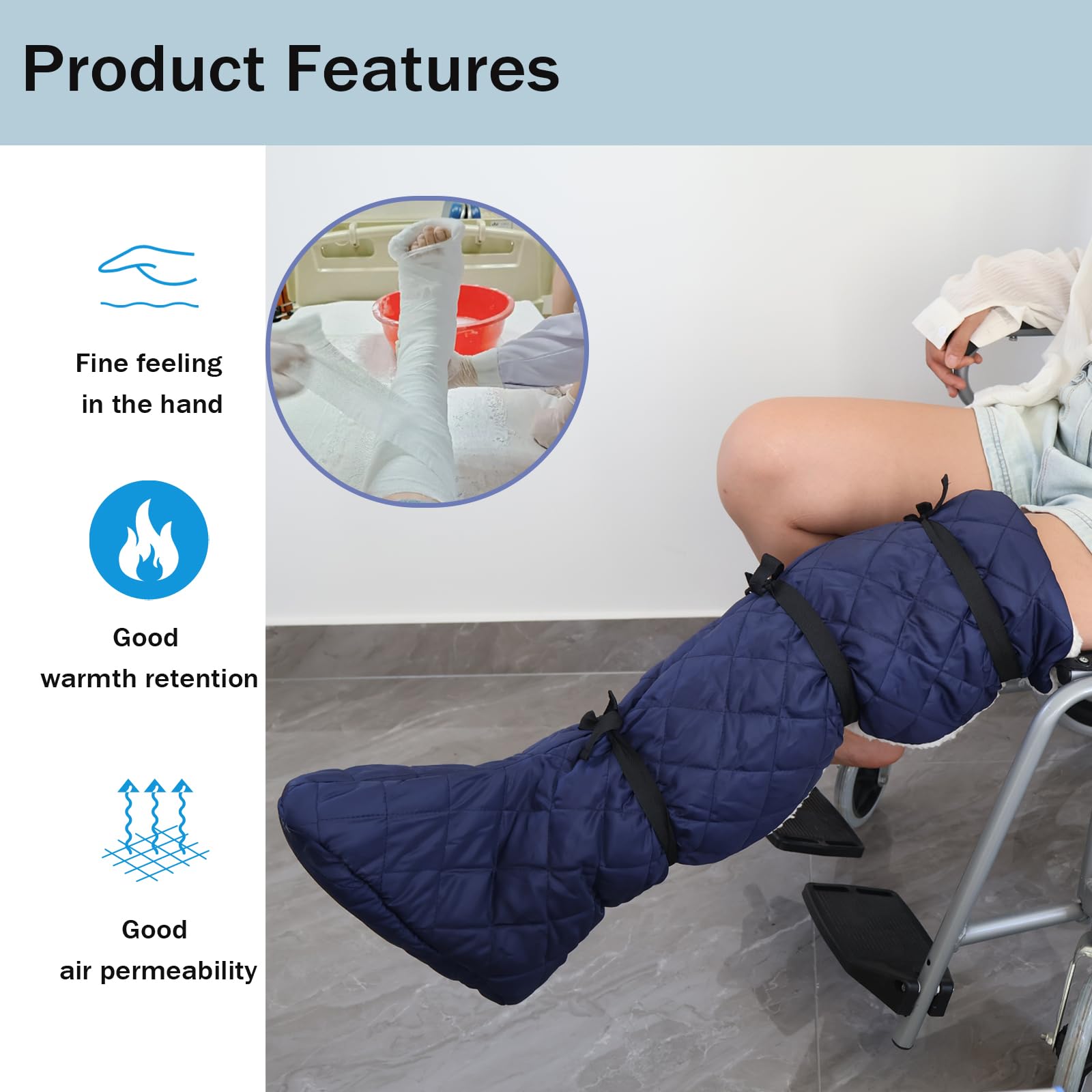 **Thermal Foot & Knee Protector for Wheelchair Users - Plush Cold Weather Socks with Knee Pads for Injury Recovery & Arthritis Relief (Blue) - Ideal for Winter Comfort & Joint Pain Management**