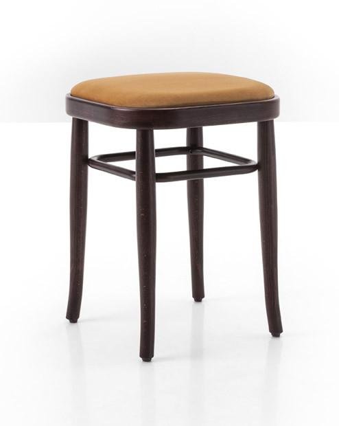 GTV Gebruder Thonet Vienna 144 Bentwood Stool with Upholstered Seat - Classic Cafe Chair for Kitchen, Dining Room & Coffee Shop Decor