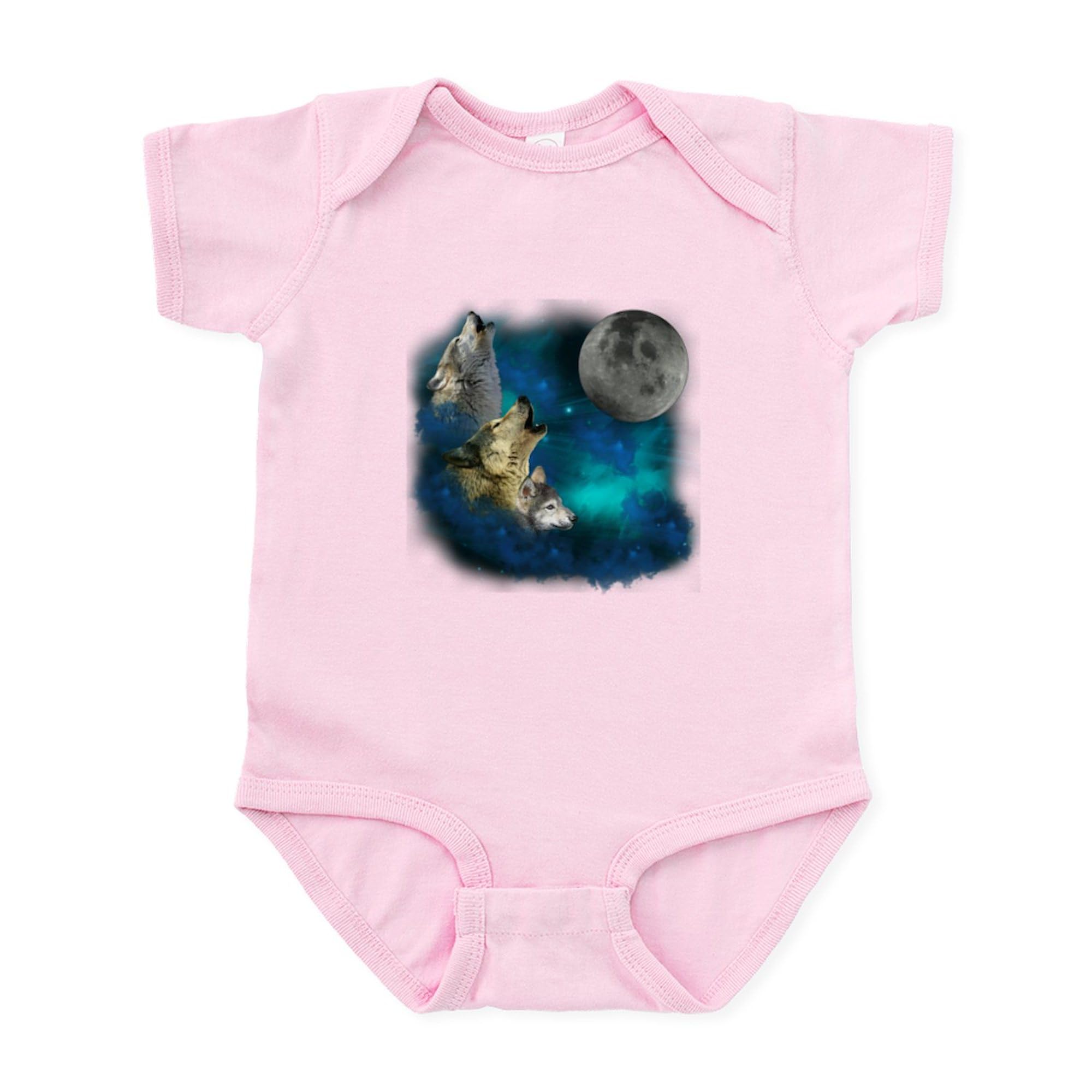 **Northern Lights Wolf Family Moon Baby Bodysuit - Cute Infant Romper for Boys & Girls - Perfect for Family Photos, Holidays & Outdoor Adventures**