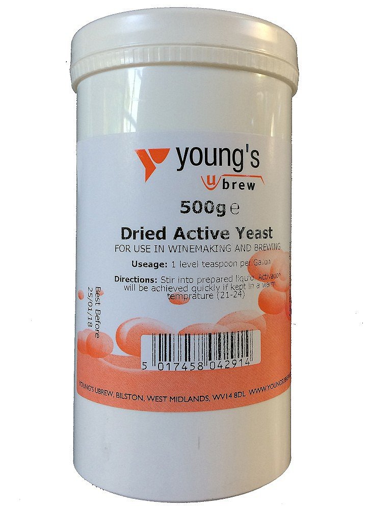 Premium Dried Active Yeast 500g by Youngs - High-Quality Brewing Ingredient for Home Beer & Wine Making | Perfect for Craft Brewing, Fermentation & Baking Recipes