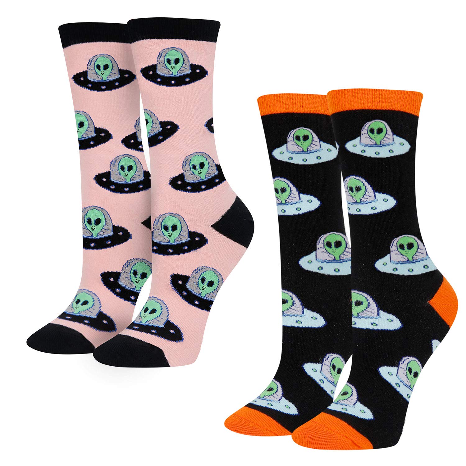 HappyPop Funny Dentist Socks for Women - 2 Pack Alien Medical Doctor & Book Lover Novelty Socks - Perfect Gifts for Dental Students, Hygienists & Sci-Fi Fans - Great for Clinics, Conventions & Casual Wear