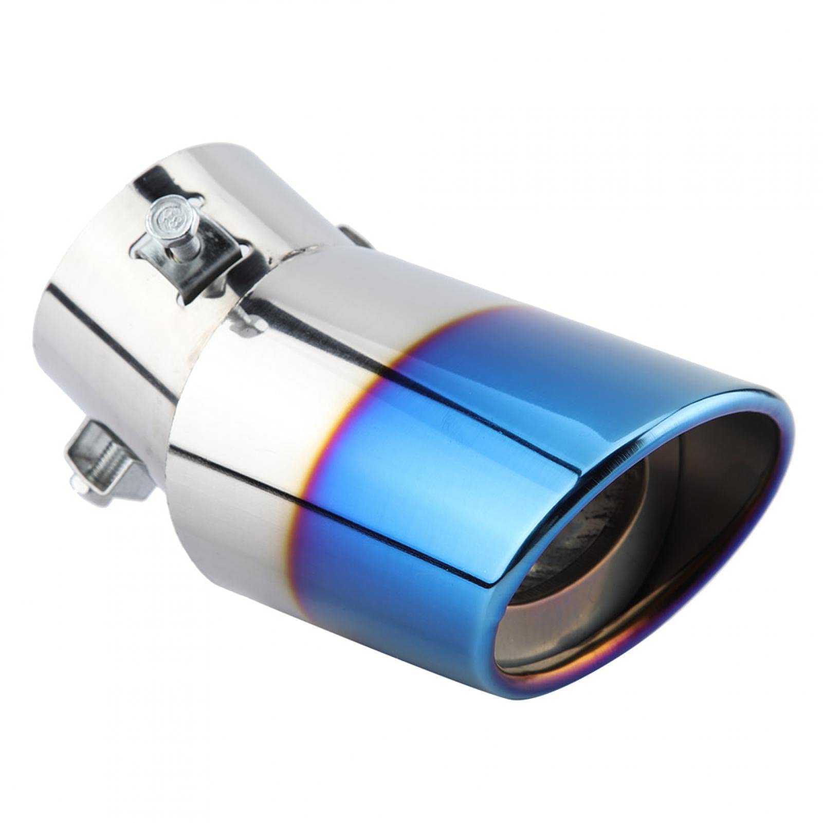 Universal Chrome Blue Stainless Steel Exhaust Muffler Tip - 1PC Straight Car Exhaust Pipe Tail Throat for Enhanced Performance & Style - Perfect for Car Enthusiasts & Custom Vehicle Upgrades