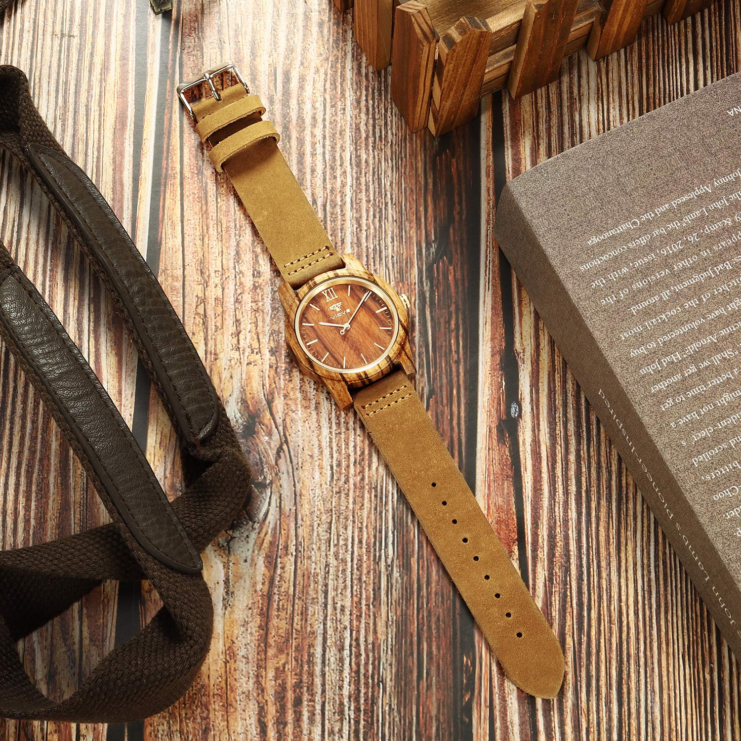 Wooden Watches for Men & Women - Walnut/Olive Wood Chronograph for Sports & Leisure