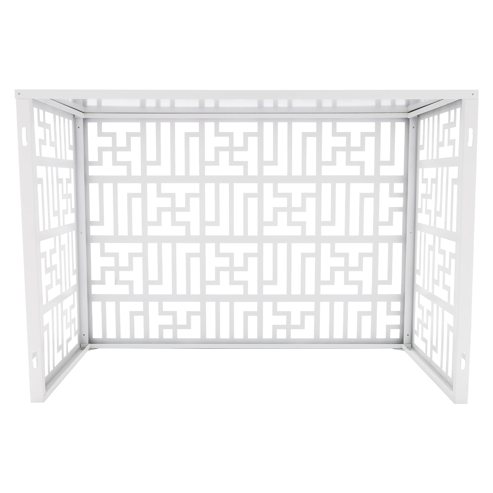 Free Standing Metal Air Conditioner Privacy Fence Screen for Outdoor AC Units - White (39.4