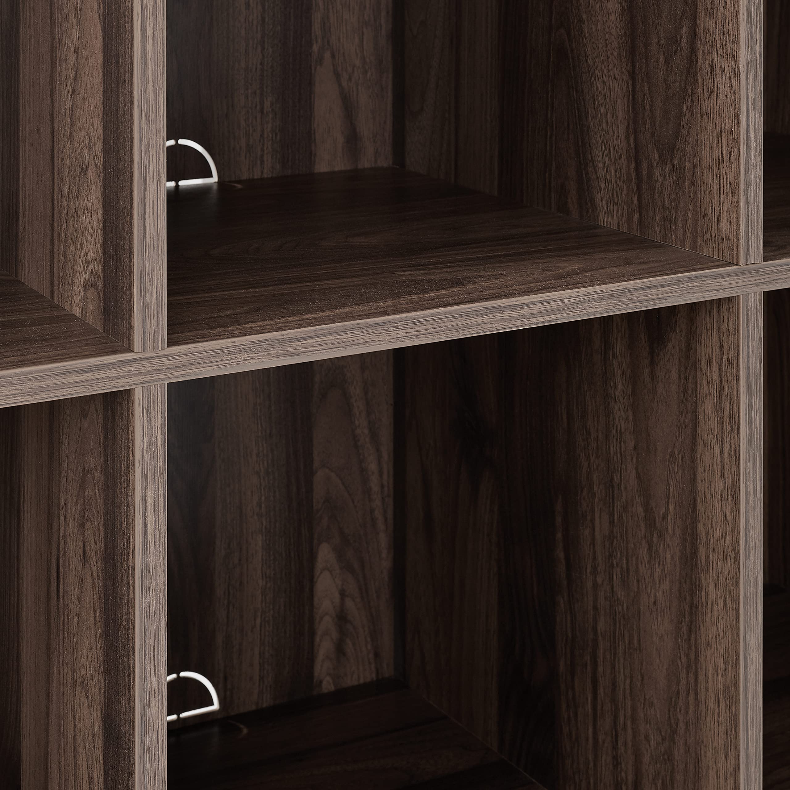 Crosley Liam 6-Cube Storage Bookcase - Vinyl Record Holder & Bookshelf in Walnut - Perfect for Living Room, Bedroom, or Home Office Organization