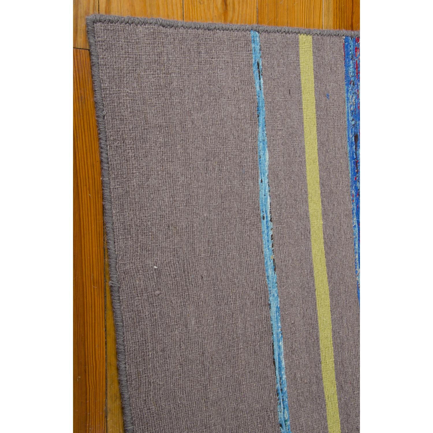 Nourison Spectrum Striped Grey/Turquoise 3'9