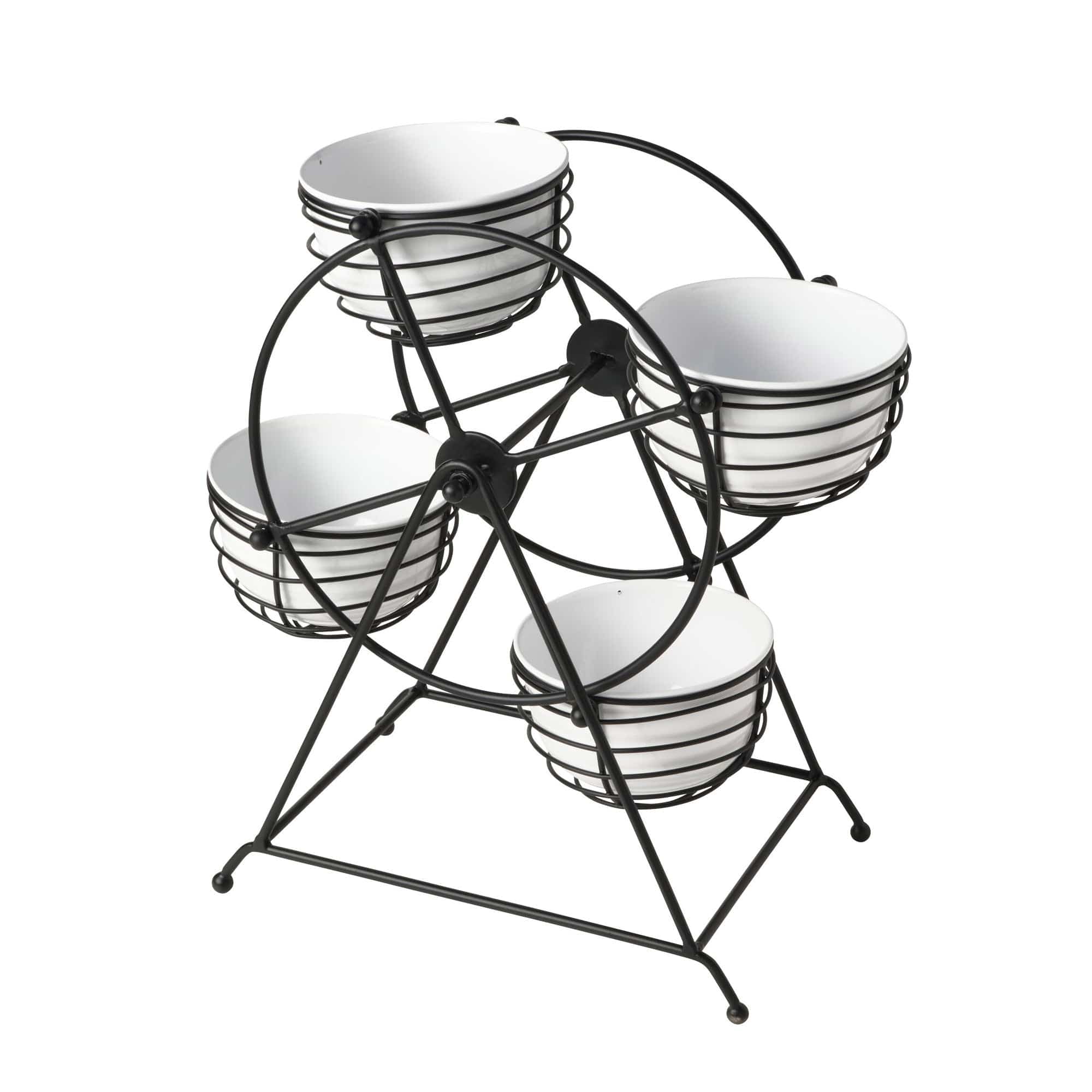 Sturdy Ferris Wheel Dip Bowl Serving Caddy - 6 Compartment Party Appetizer Tray for Chips, Veggies & Dips - Perfect for Entertaining, Game Nights & Potlucks