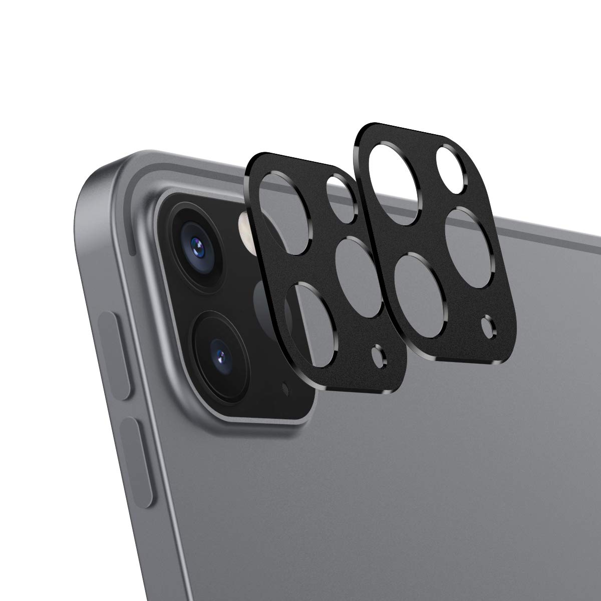MoKo 2-Pack iPad Pro Camera Lens Protector for 12.9-inch (2020/2021) & 11-inch (2021) Models - Durable Aluminum Alloy Metal Frame, Anti-Scratch Protective Shield for Rear Camera (Black) - Perfect for Travel, Outdoor Adventures and Daily Protection
