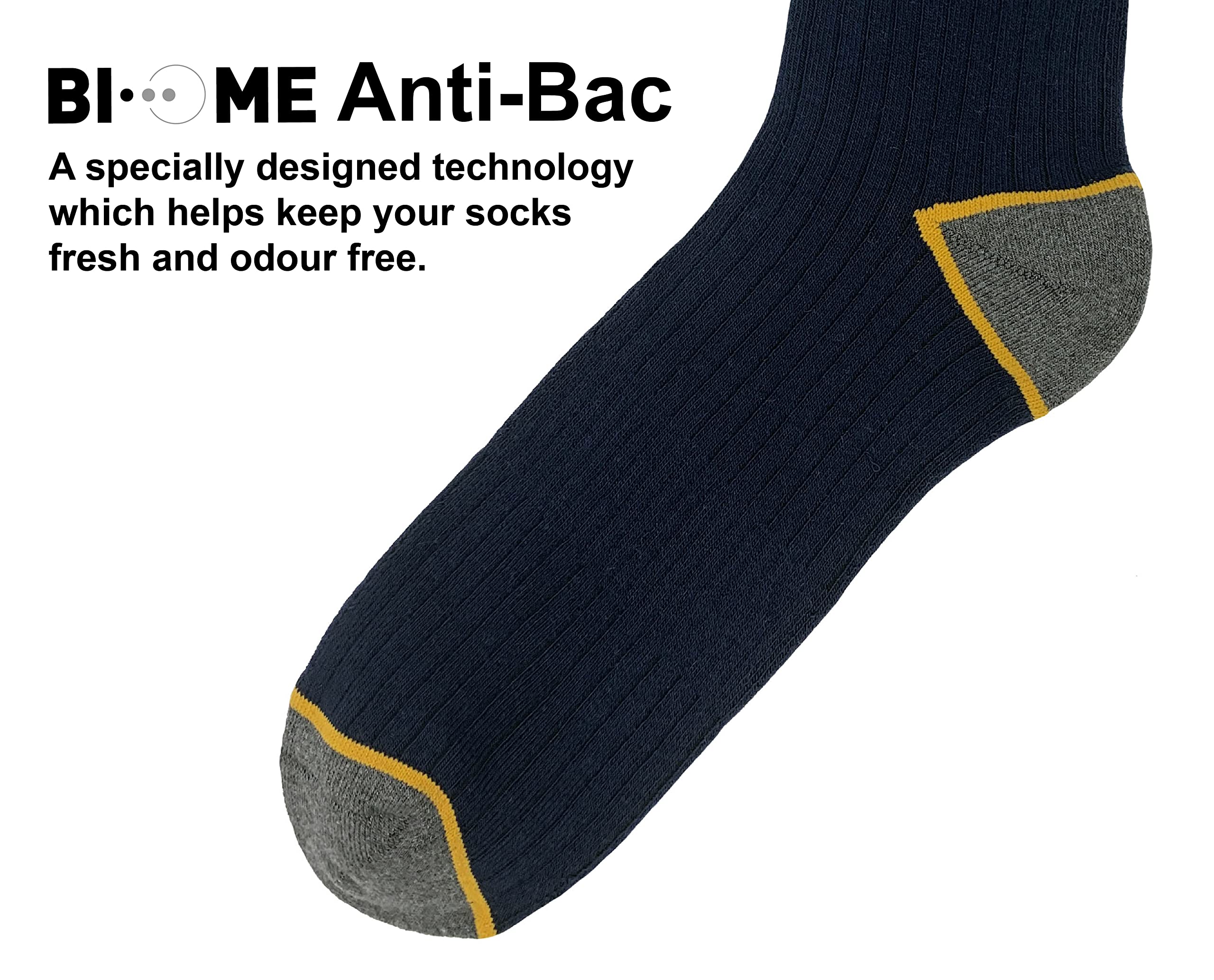 JCB Men's Work Socks 3 Pack - Breathable Outdoor Activity & Boot Socks for Hiking, Construction & Daily Wear (UK 6-8.5) - Durable Comfort Socks for Men