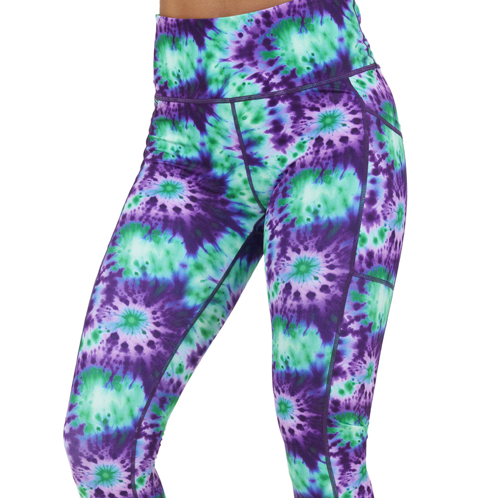 Vibrant Tie Dye Leggings for Women - High Waisted Yoga Pants with Pockets - Soft Stretchy Workout Leggings for Running, Gym & Lounge Wear