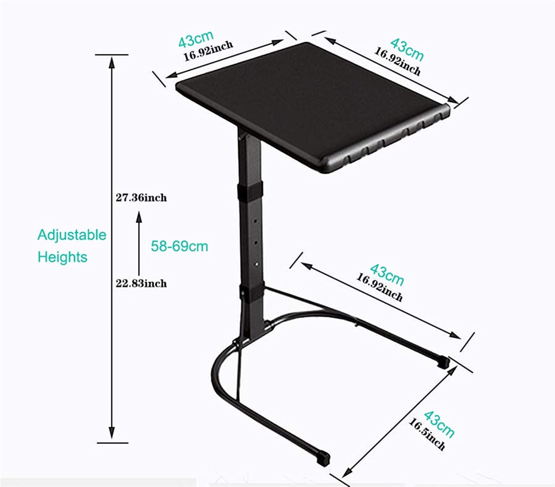 Adjustable Laptop Bed Table Tray - Foldable Computer Stand for Eating, Working & Reading on Couch or Bed | Portable Notebook Holder with Height Adjustment | Perfect for Home Office, Study & Relaxation (Black)