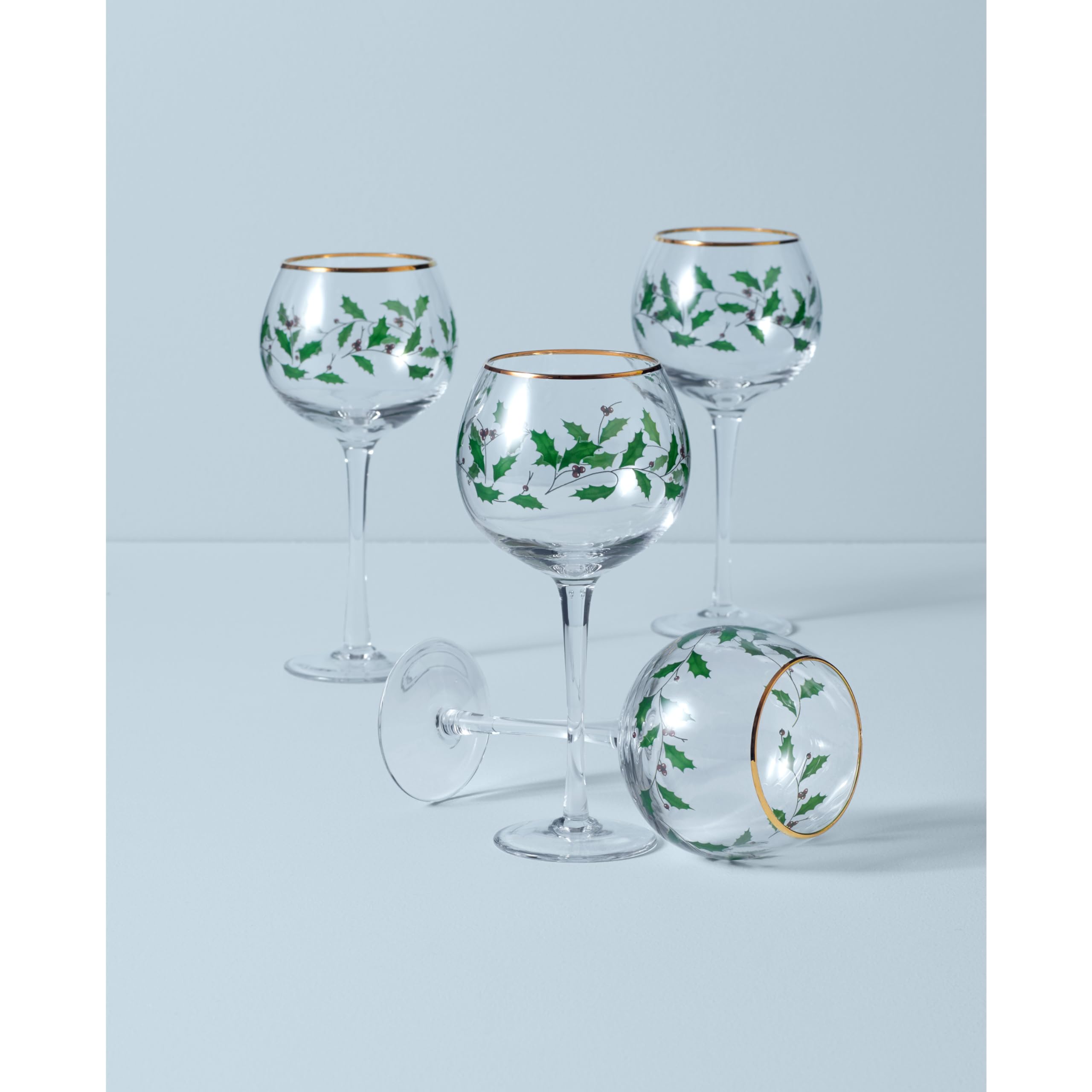 Lenox 856101 Holiday 4-Piece Wine Glass Set - Elegant Christmas Dinnerware for Hosting & Entertaining - Perfect for Holiday Parties, Dinner Gatherings & Festive Celebrations