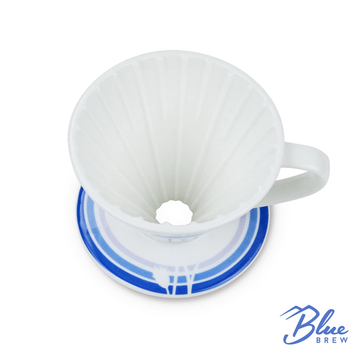 BLUE BREW Ceramic Pour Over Coffee Dripper - Size 01 Cone Coffee Maker for 1-2 Cups | Manual Brewing System | Dishwasher Safe | Portable Slow Drip Coffee Accessories | Perfect for Home, Office, Travel & Camping (BB1001) | Ideal for Specialty Coffee Lovers & Outdoor Enthusiasts