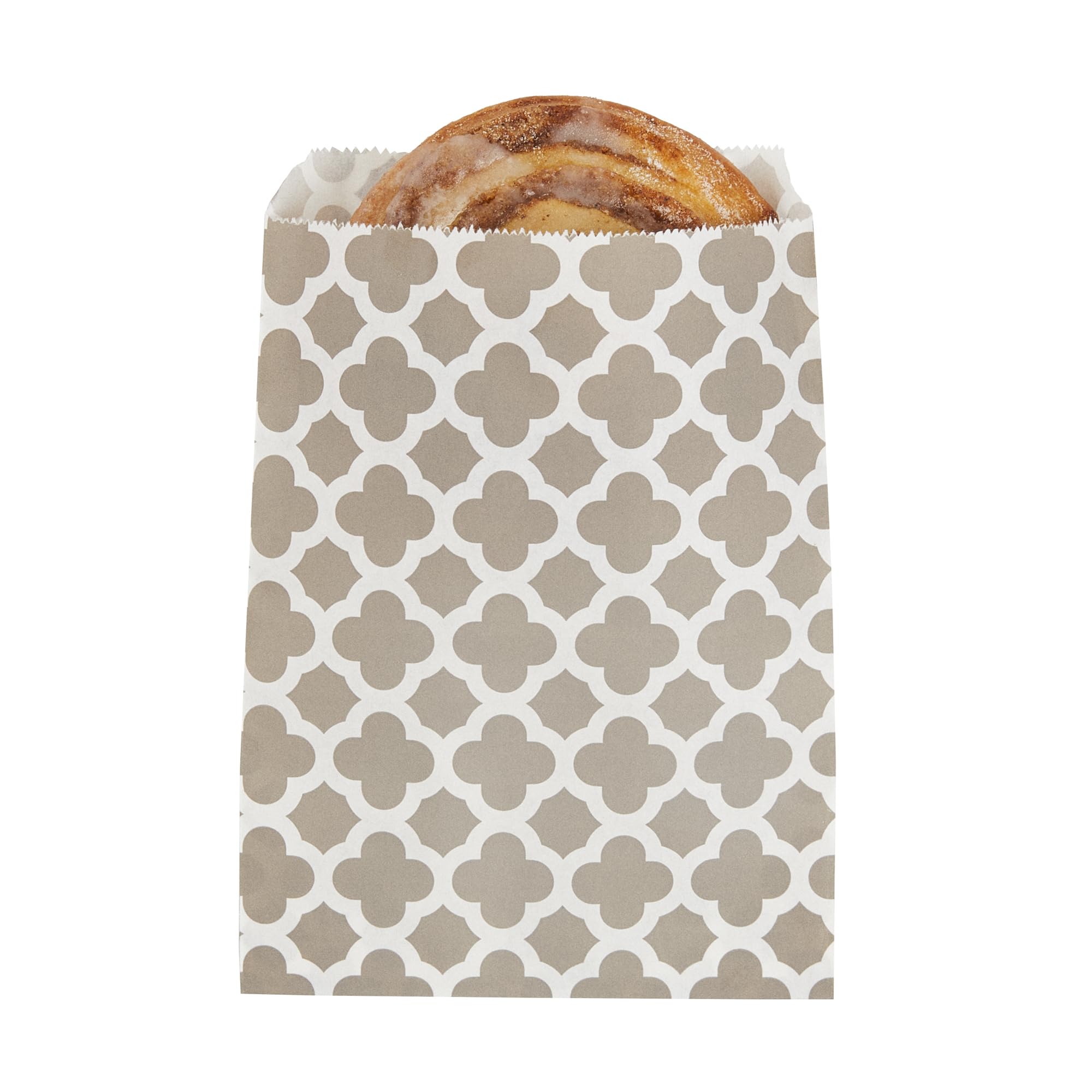 7 x 5 Inch Cookie Bags - 100 Pack Gray Asian Monogram Paper Treat Bags for Baked Goods, Candy & Party Favors | Perfect for Buffets, Weddings, Birthday Parties & Gift Packaging