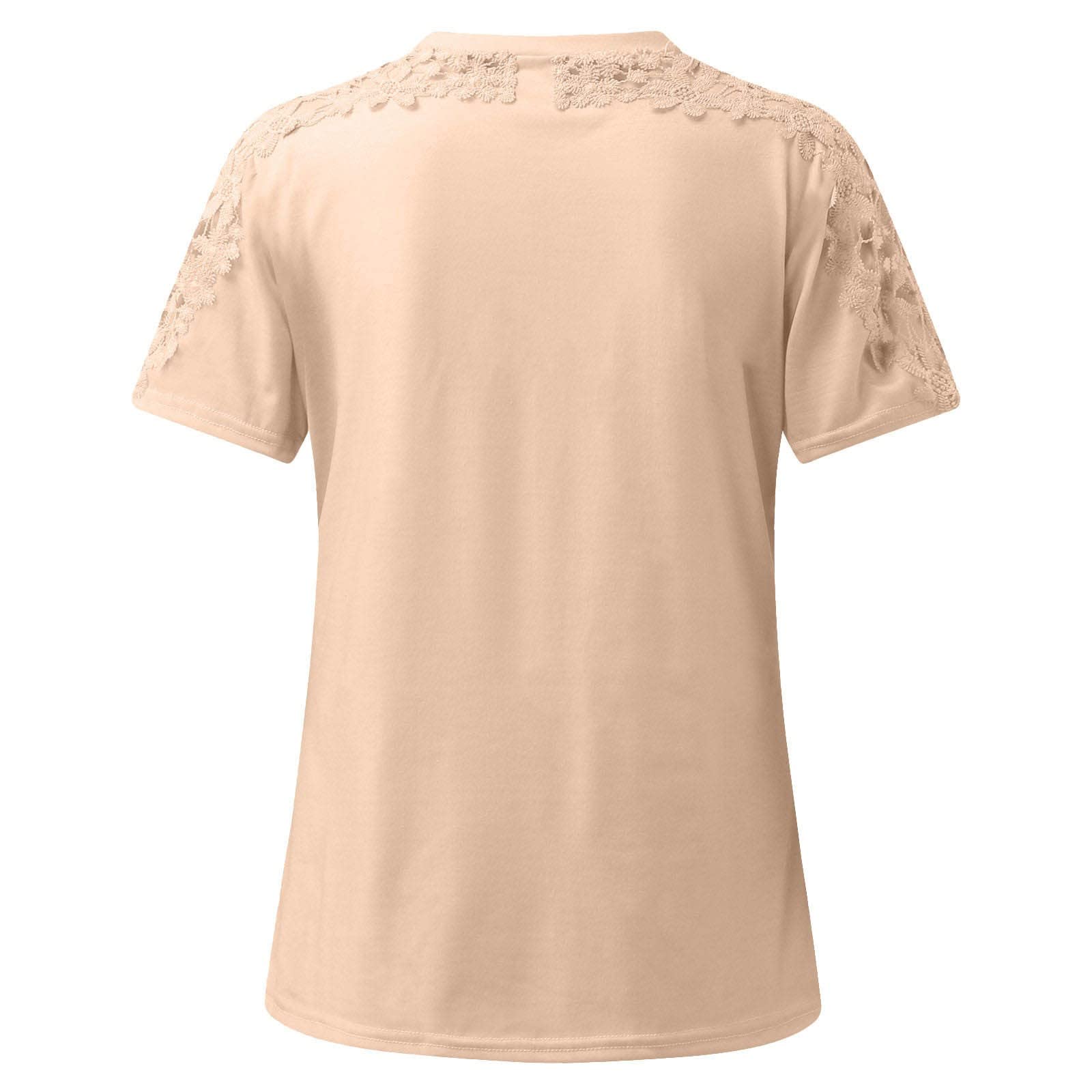 Women's Round Neck Lace Crochet Short Sleeve Blouse - Elegant Tunic Top for Spring Summer 2025 | Casual Wear, Beach Outfits & Date Night Fashion