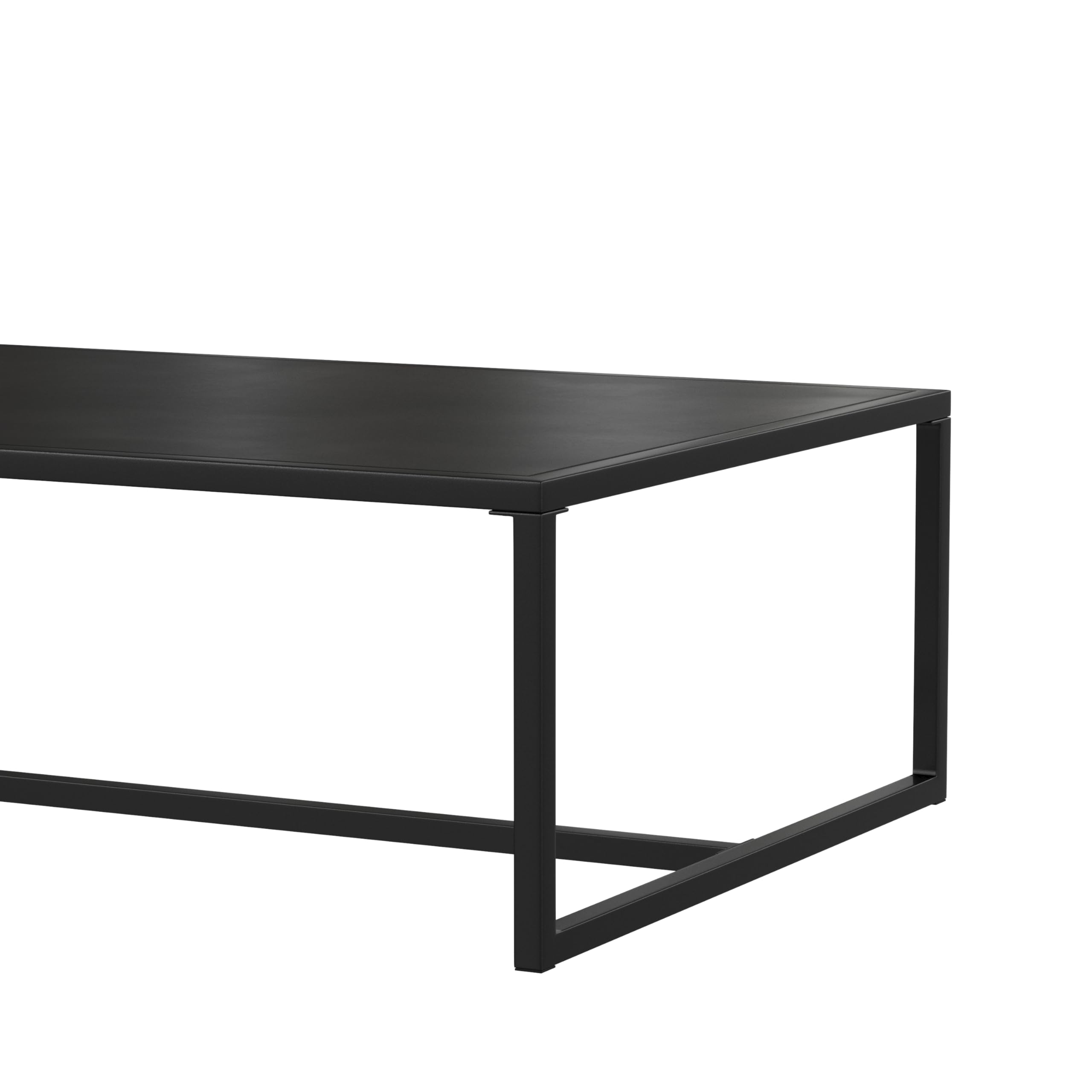 Black Steel Metal Coffee Table - Indoor & Outdoor Square Leg Modern Design for Living Room, Patio, or Office Use - Durable & Stylish Home Furniture