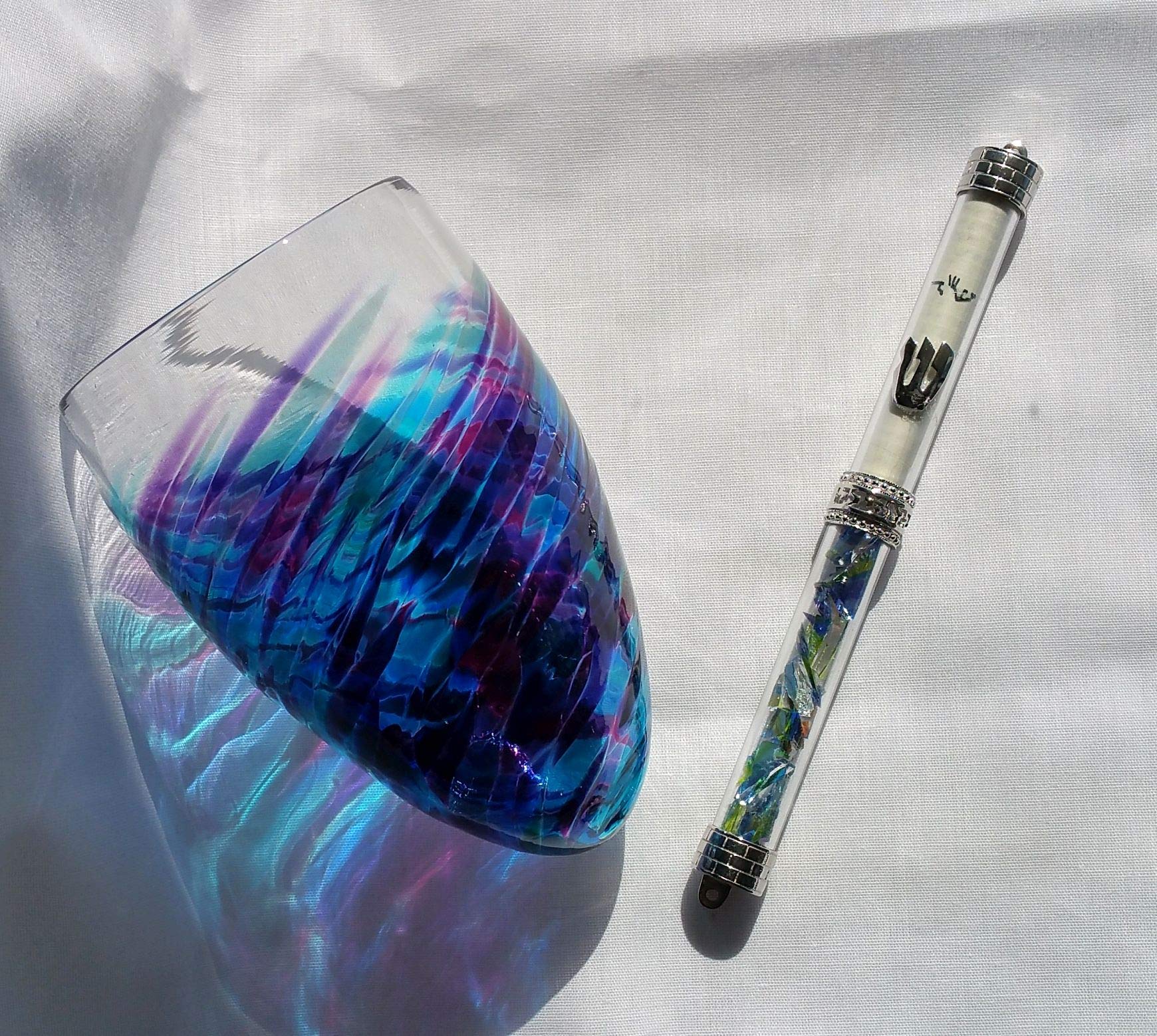 Jewish Wedding Glass Breaking Kit with Sterling Silver Mezuzah - Traditional Ceremony Set for Jewish Weddings, Bar Mitzvahs & Home Blessings