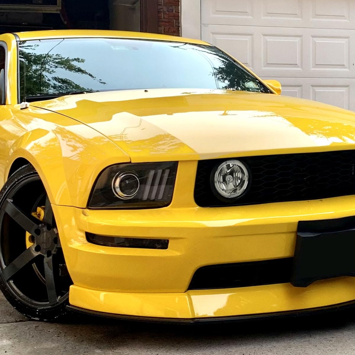Ford Mustang GT 2005-2009 Clear Lens Halo Fog Lights Kit - Pair of LED Driving Bumper Lamps (Left & Right) for Enhanced Visibility in Rain & Night Driving