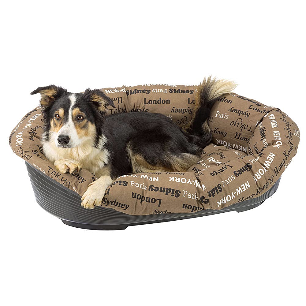 Ferplast Soft Washable Cotton Pet Bed Cushion - 10 Padded Spare Cover for Dog & Cat Sofa Beds, Adjustable with Elastic Cord, 96x71x32cm Brown - Perfect for Living Room, Bedroom & Pet Furniture Comfort