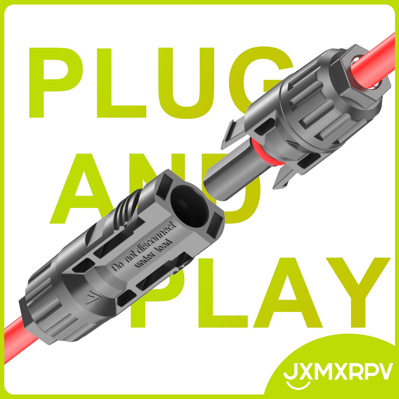 20Ft 10AWG Solar Extension Cable with Tool-Free Connectors - Waterproof 6mm² PV Wire for Home, Boat & RV Solar Panels - Perfect for Outdoor Solar Power Systems, Off-Grid Installations and Marine Applications