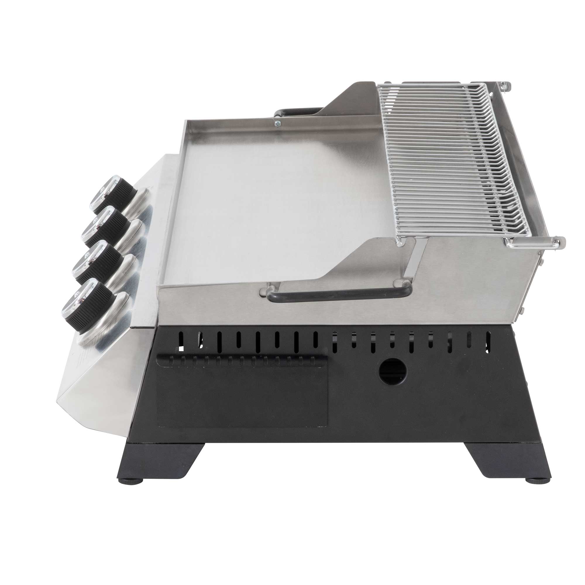 4 Burner Portable Gas Griddle with Warming Rack - 10kW Stainless Steel Commercial Flat Top Grill - Perfect for Outdoor Cooking, Camping, and Backyard BBQs