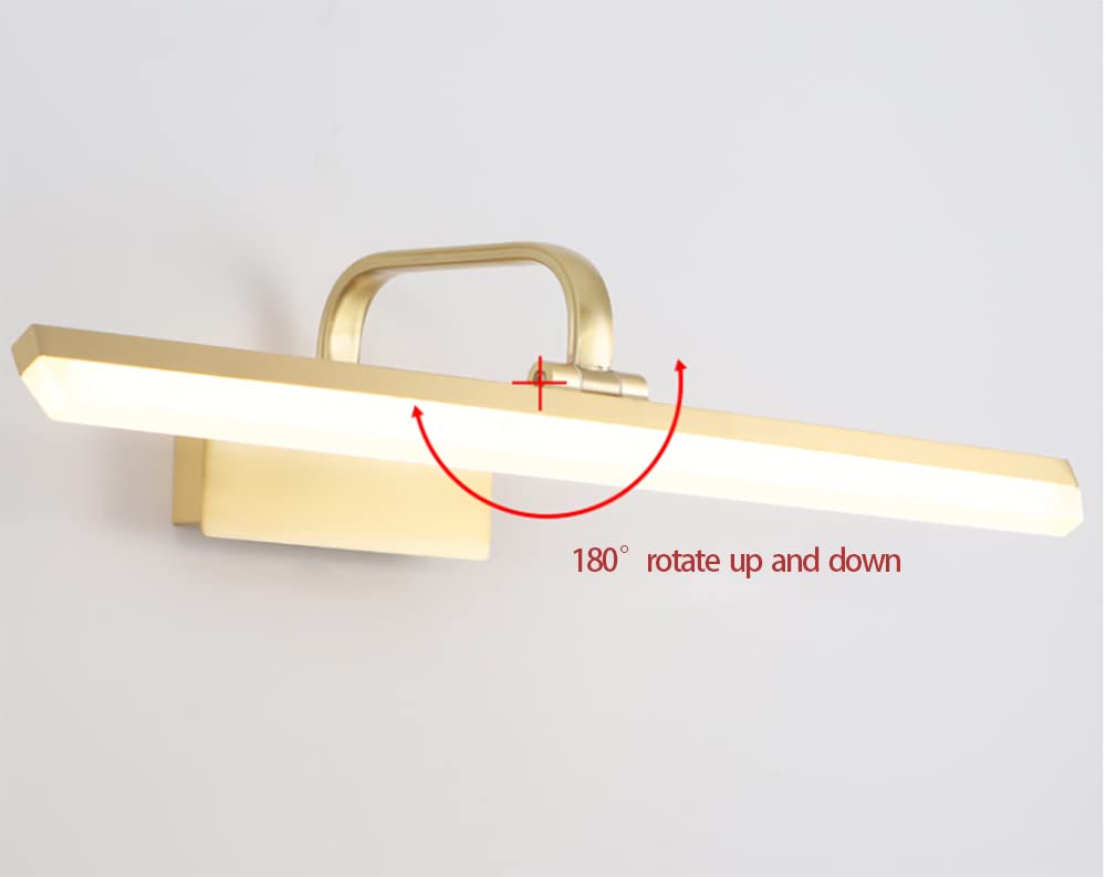 Antique Brass Arc Arm Wall Sconce - 40cm Adjustable Gold Linear Picture Light with Warm LED for Artwork & Gallery Lighting - Perfect for Living Room, Bedroom, and Hallway Décor