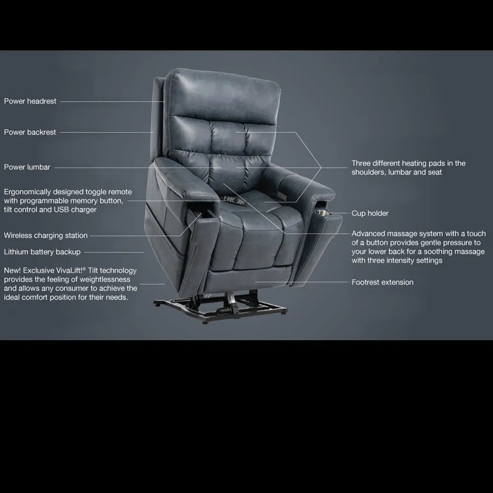 VivaLift!® Ultra Lift Recliner Chair PLR4955 - Power Lift Recliner for Elderly & Seniors with Easy Remote Control, Comfortable Massage & Heating - Perfect for Living Room, Bedroom & Home Care
