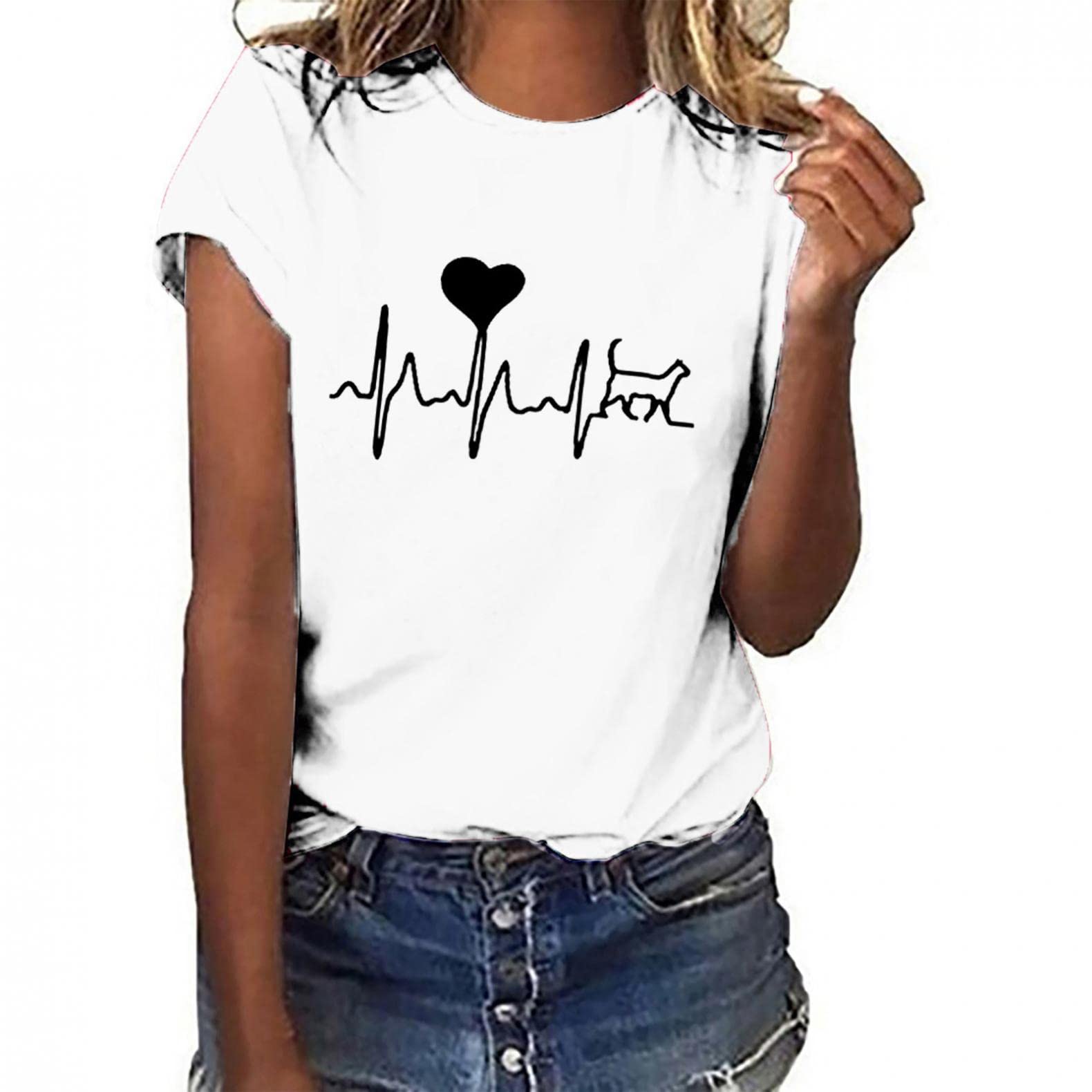 DSFVUS Unisex Graphic T-Shirt - Printed Pattern Casual Round Neck Short Sleeve Tee for Men & Women - Soft Cotton Summer Top (White, Large) | Perfect for Streetwear, Casual Outfits, Beach Days and Everyday Fashion