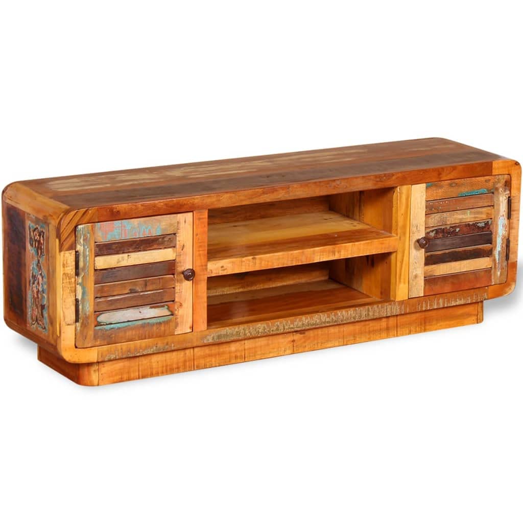 Rustic Farmhouse TV Stand Entertainment Center with Storage - Solid Reclaimed Wood Cabinet for Living Room & Bedroom (47.2