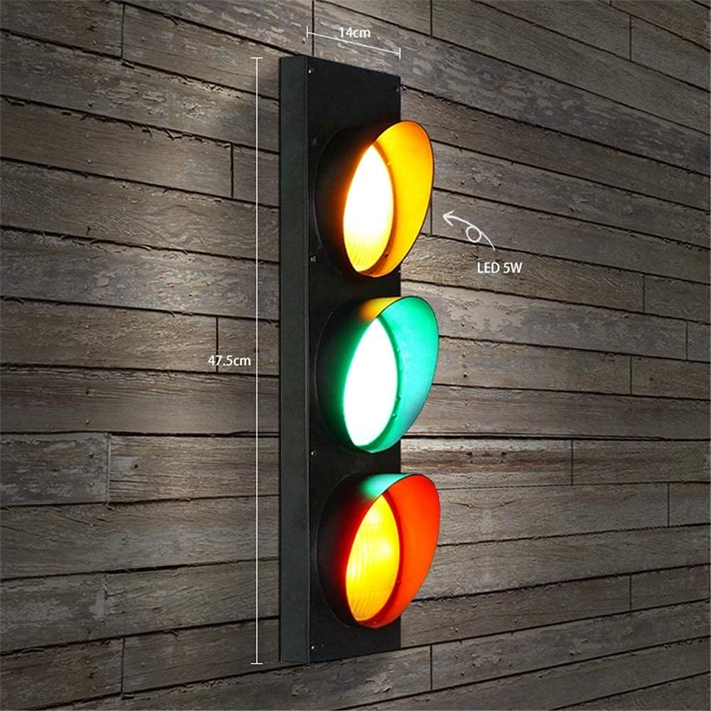 Retro LED Wall Lamp - Red Green Safety Light for Cafe & Bedroom