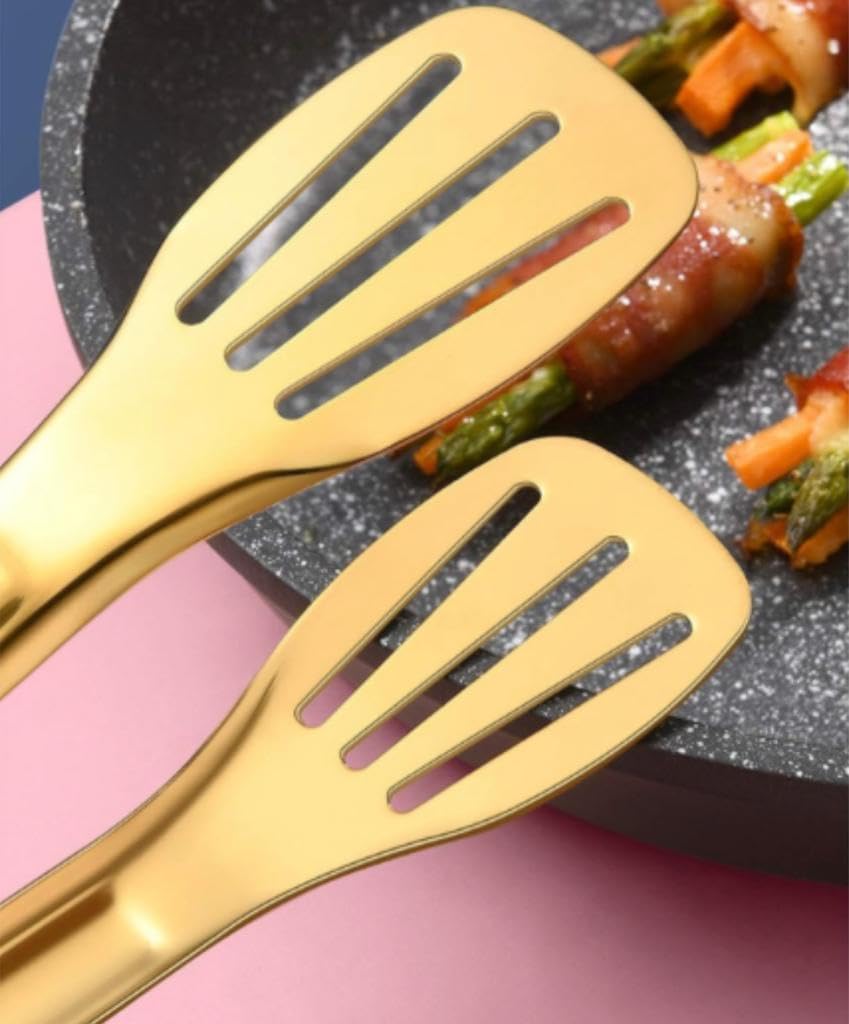Winning Star Premium Stainless Steel Kitchen Tongs - 25cm Heavy Duty BBQ, Salad, Cooking, Grilling Utensils for Frying, Pastry, Sandwich Making & Toast Handling - Ideal for Restaurants, Catering & Home Kitchen Use