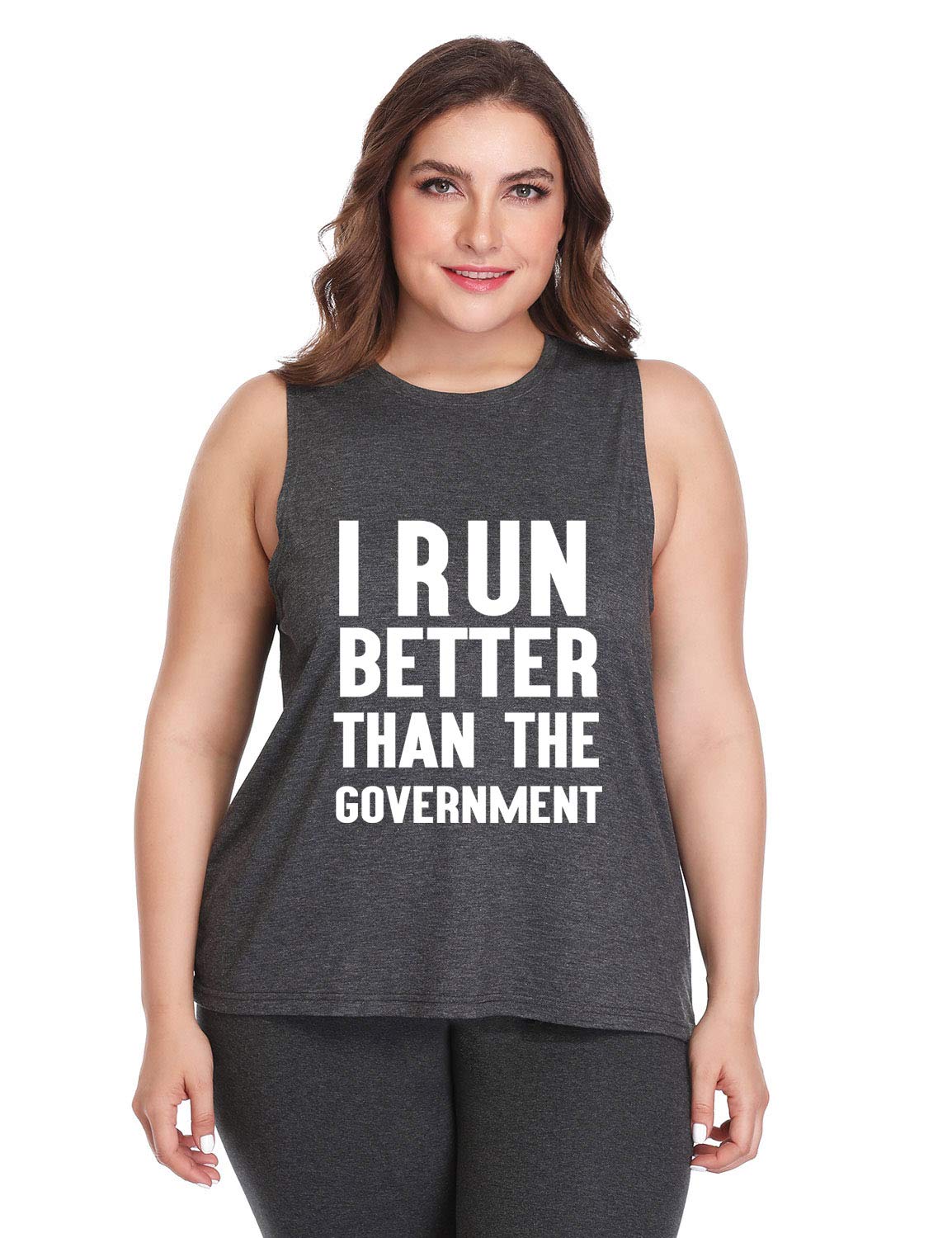 FANNOO Plus Size Workout Tank Tops for Women - Funny Gym Running Racerback Sleeveless Shirts | Comfortable Fitness Apparel for Yoga, Cardio & Weight Training